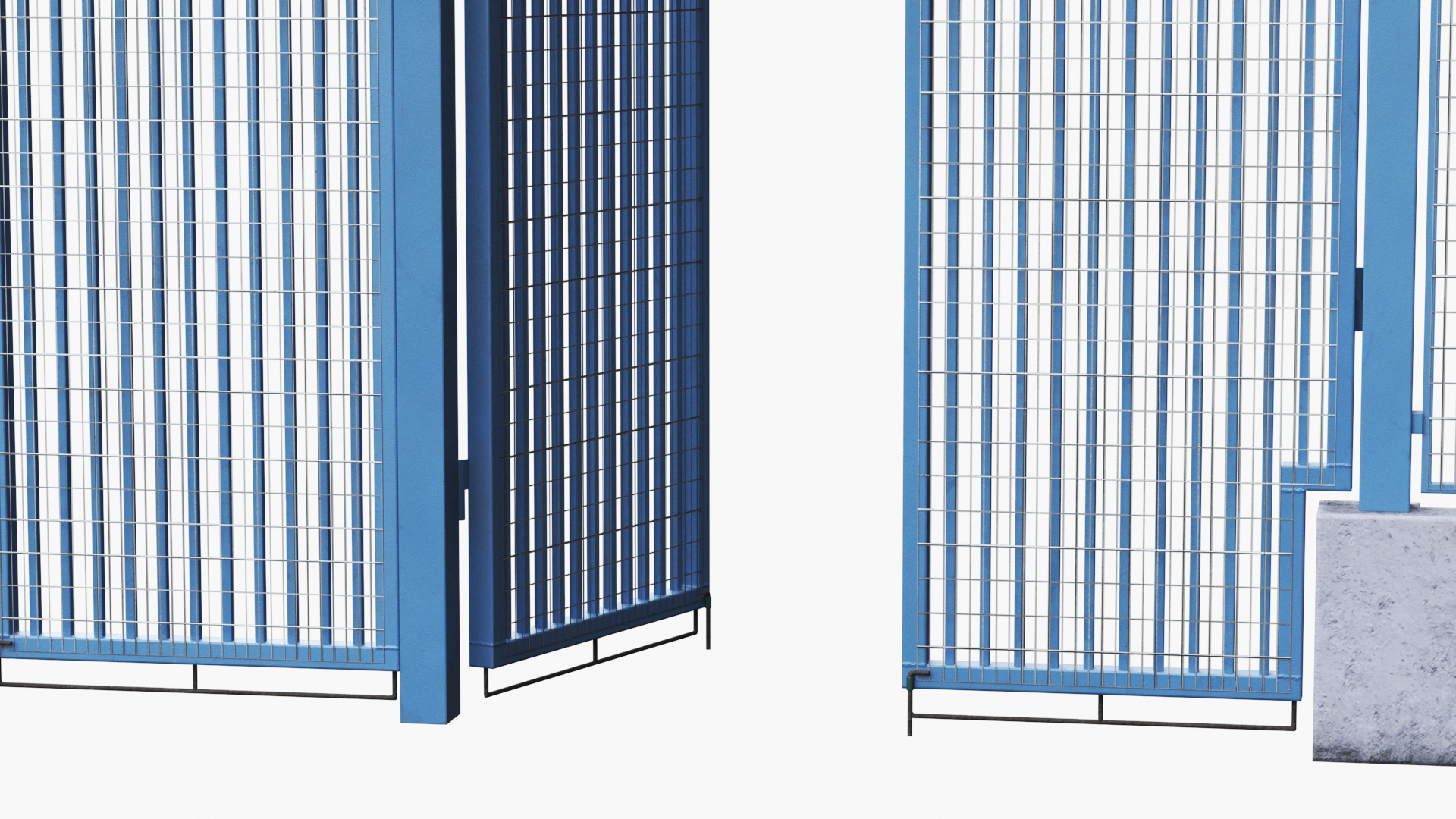 3D Security Gates with Fence Segment Open model