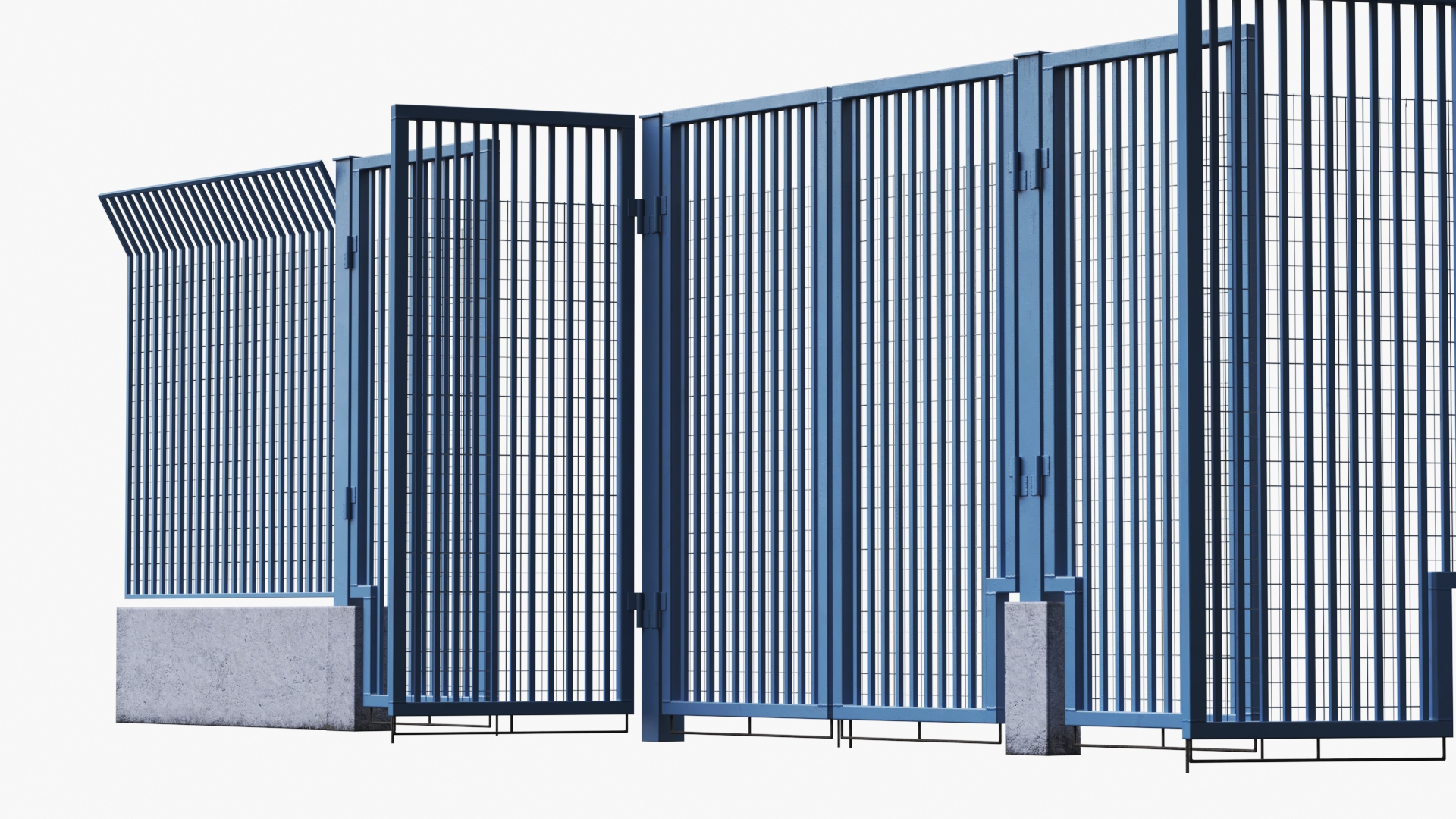 3D Security Gates with Fence Segment Open model