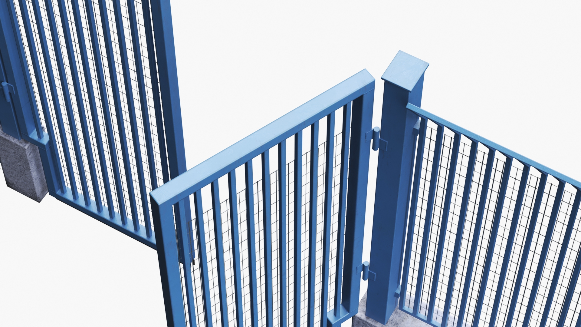 3D Security Gates with Fence Segment Open model