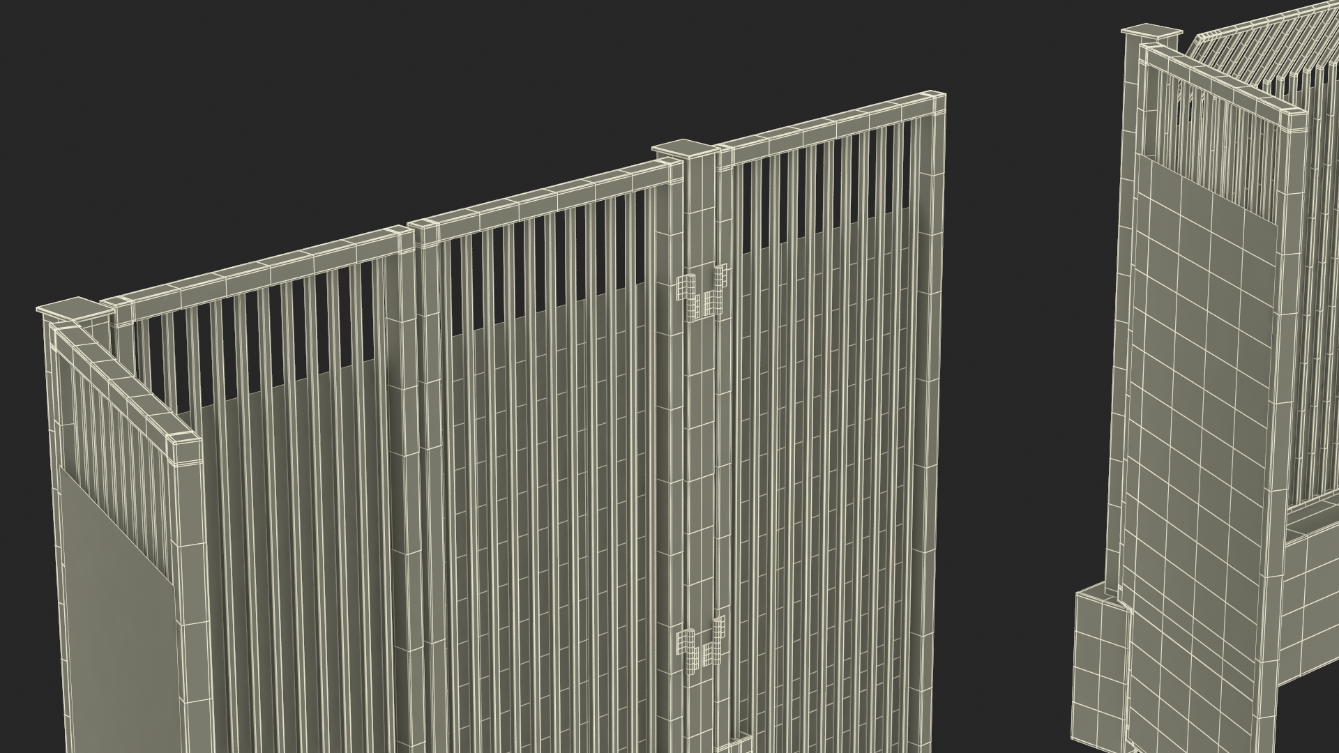 3D Security Gates with Fence Segment Open model