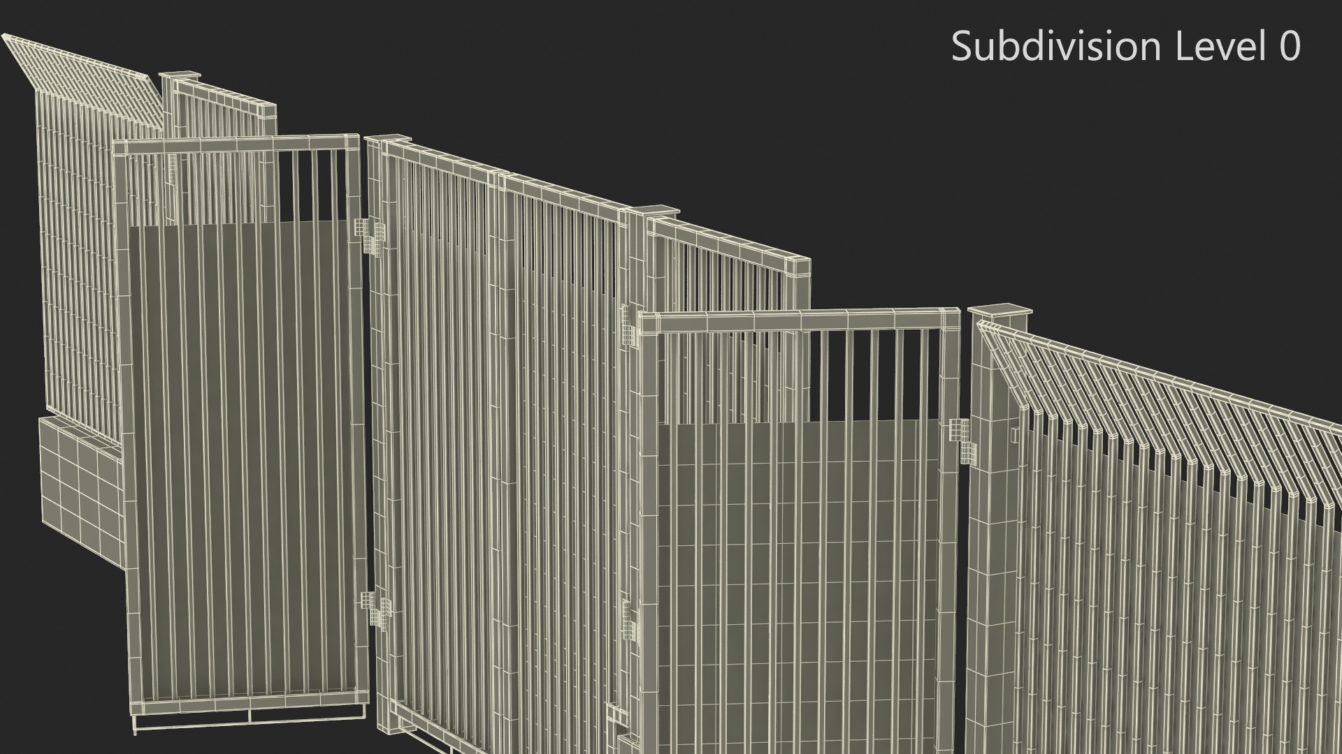 3D Security Gates with Fence Segment Open model