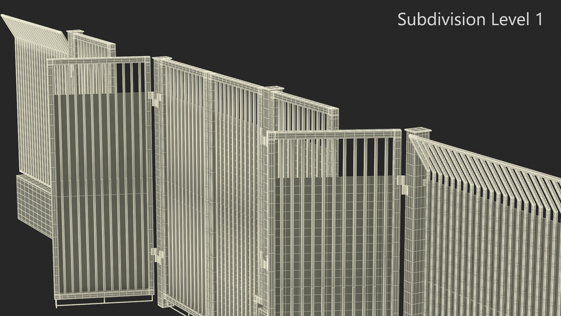 3D Security Gates with Fence Segment Open model