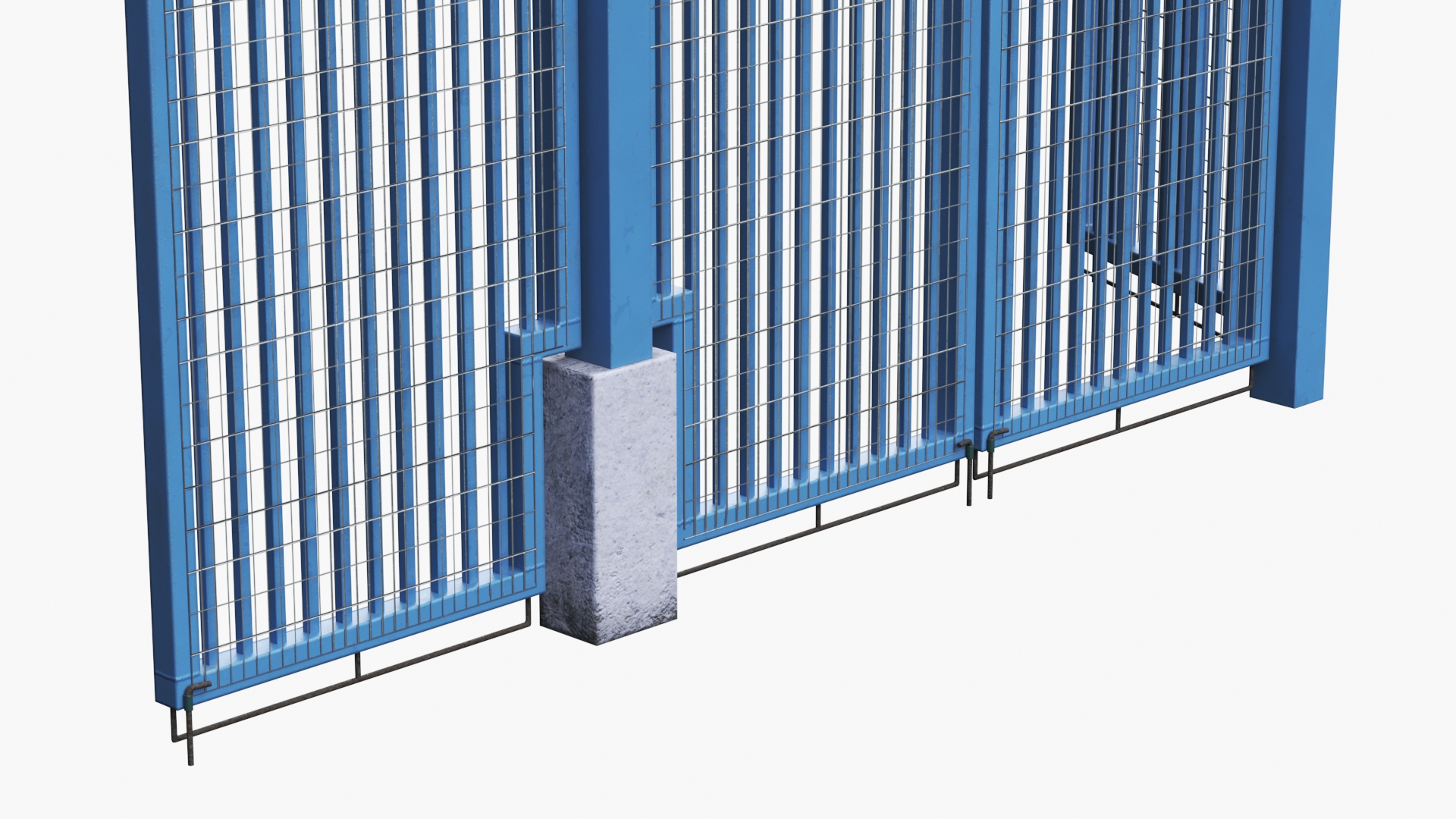 3D Security Gates with Fence Segment Open model