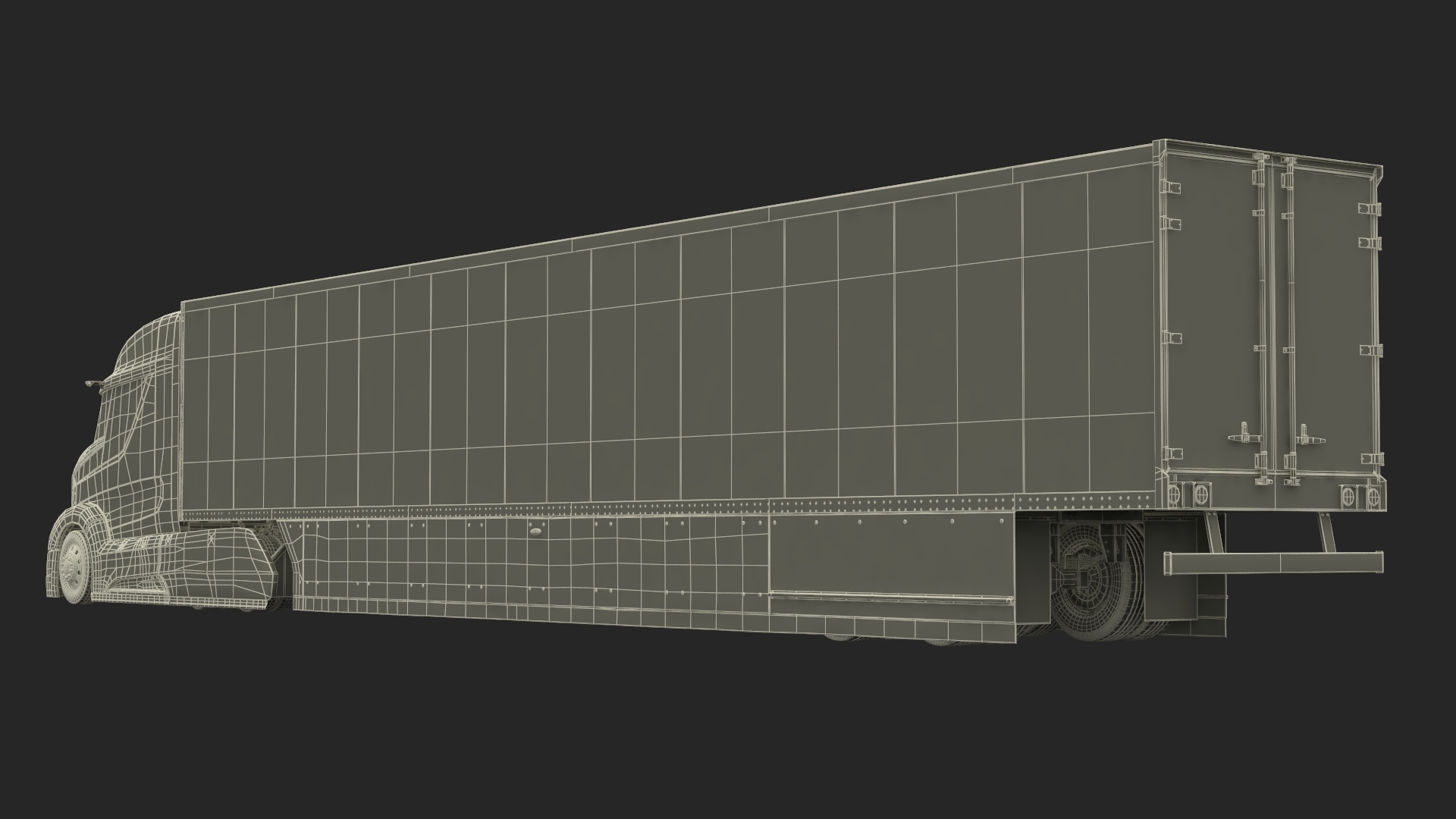 3D Advanced Long Haul Truck and Trailer Rigged model