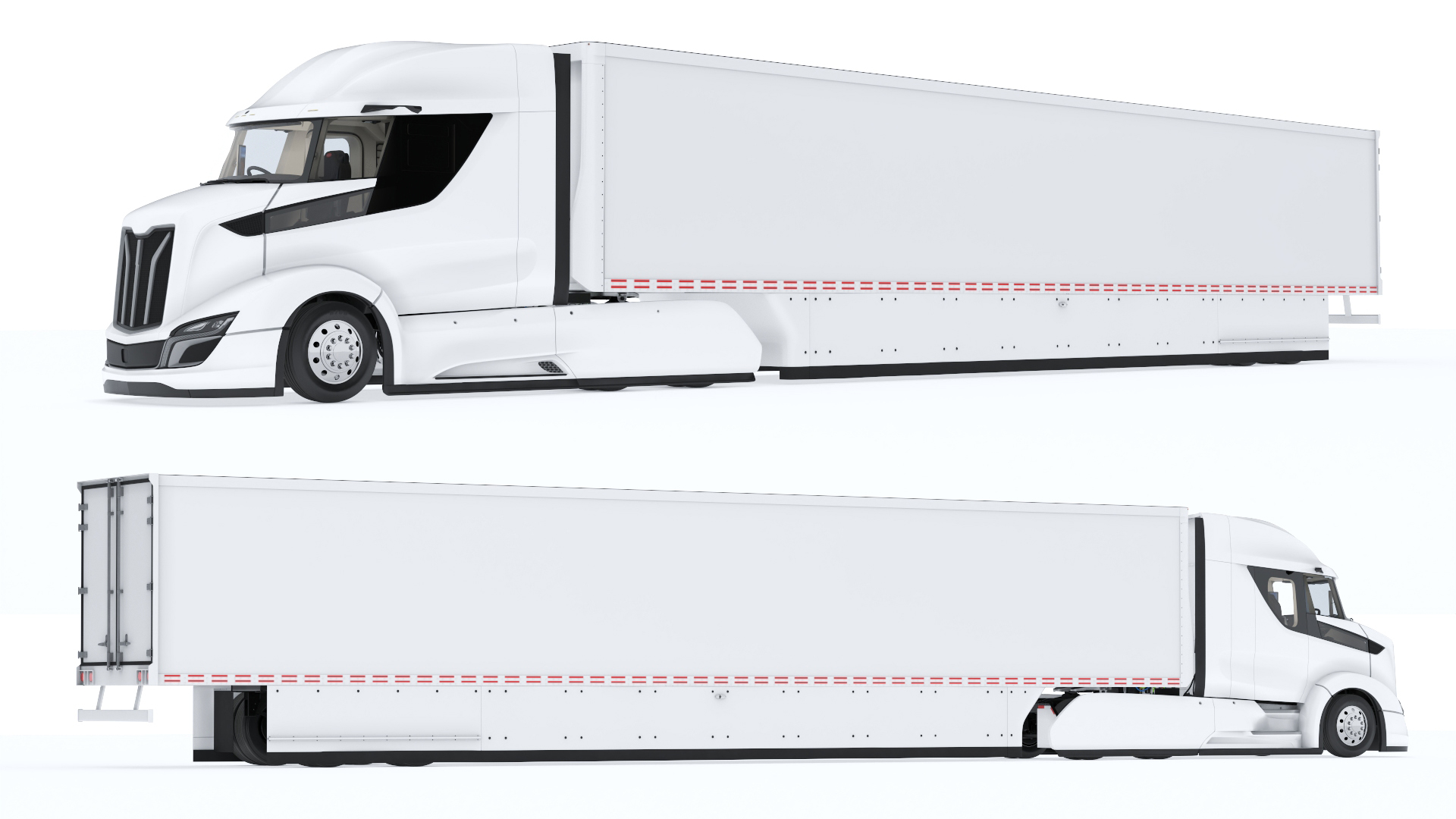 3D Advanced Long Haul Truck and Trailer Rigged model