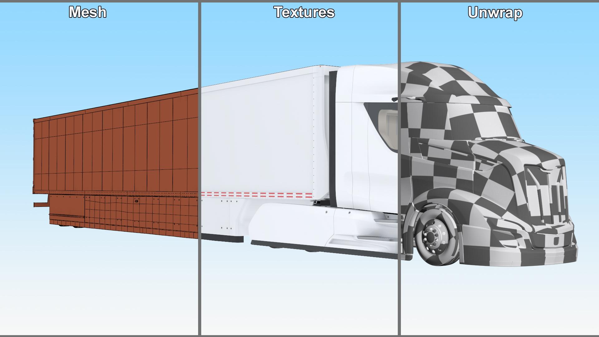 3D Advanced Long Haul Truck and Trailer Rigged model