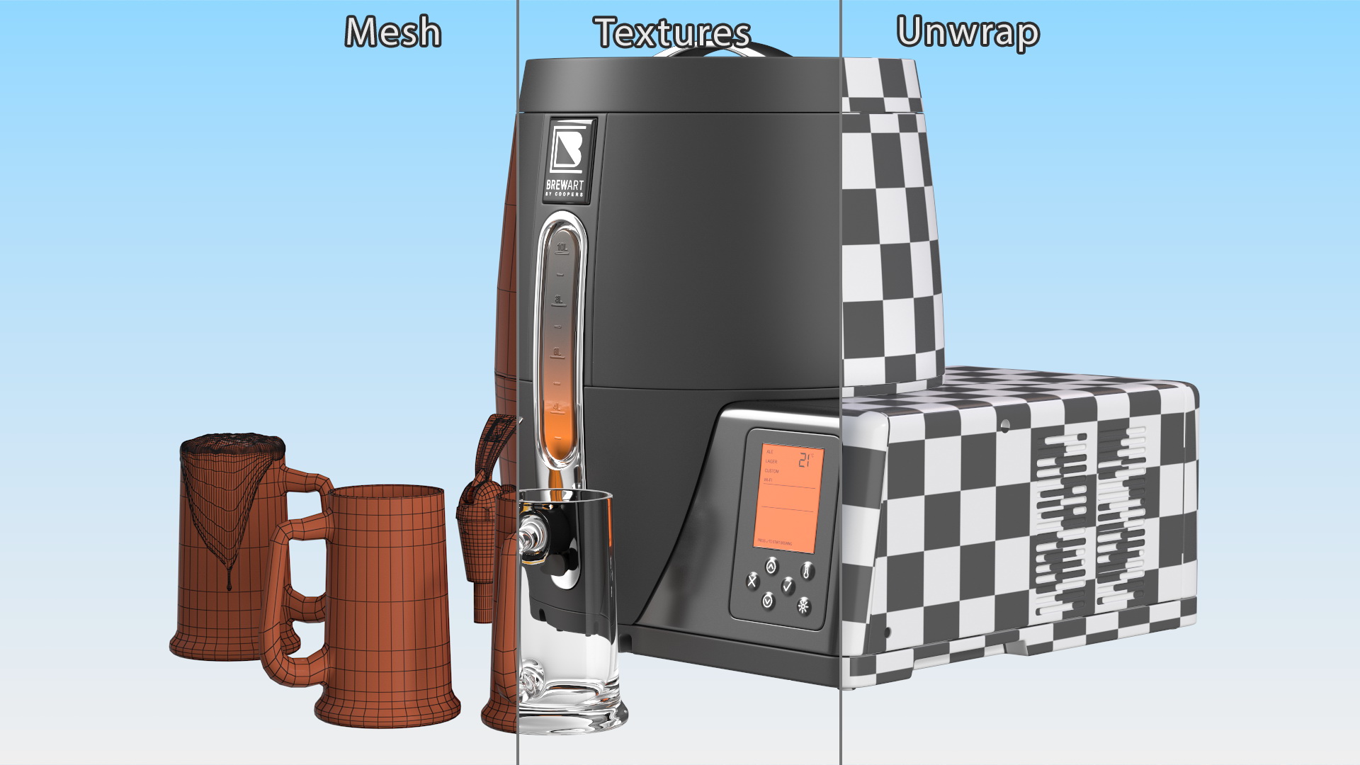 3D Home Beer Brewing Machine Brewart with Mugs model