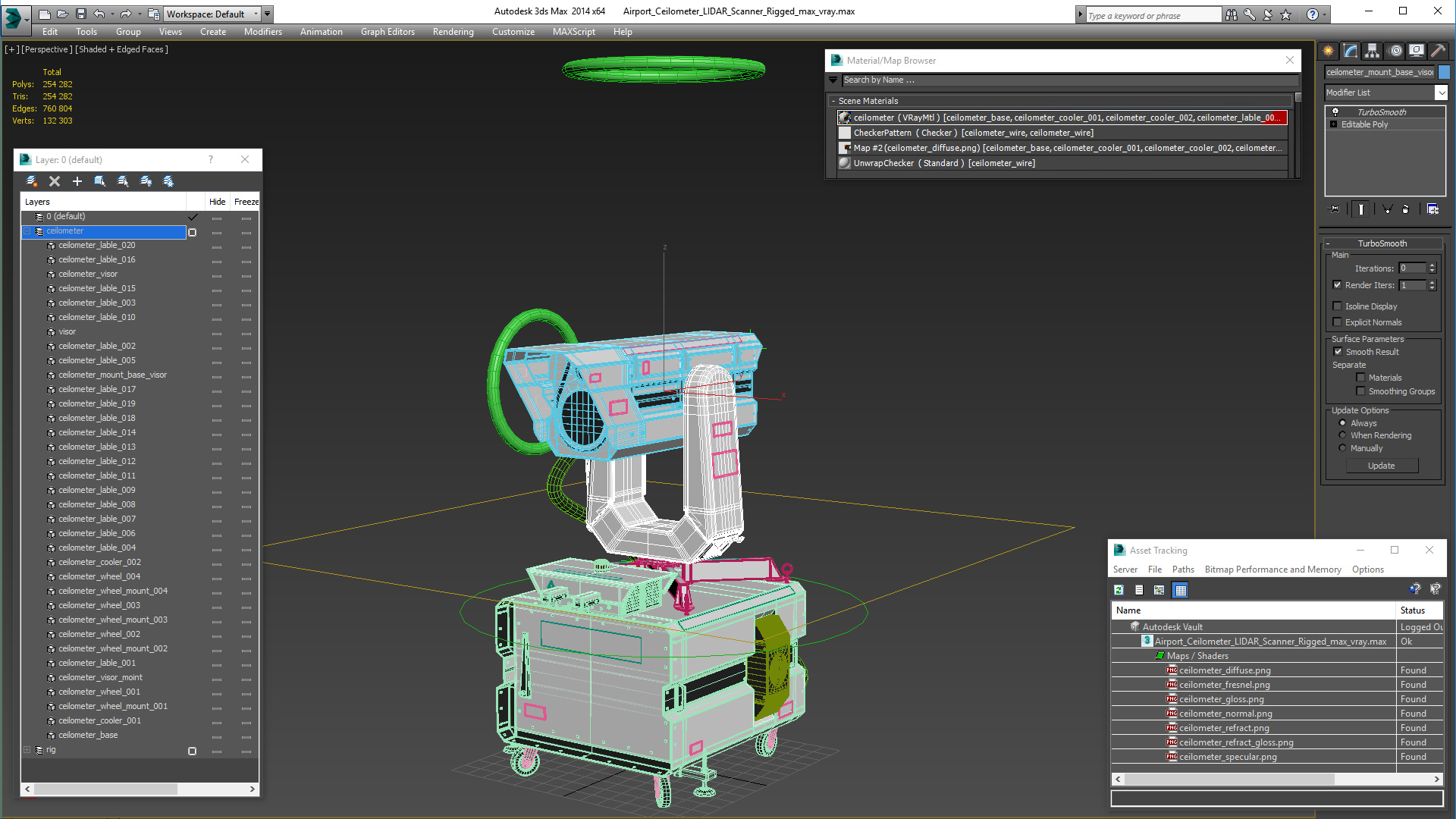 Airport Ceilometer LIDAR Scanner Rigged 3D model