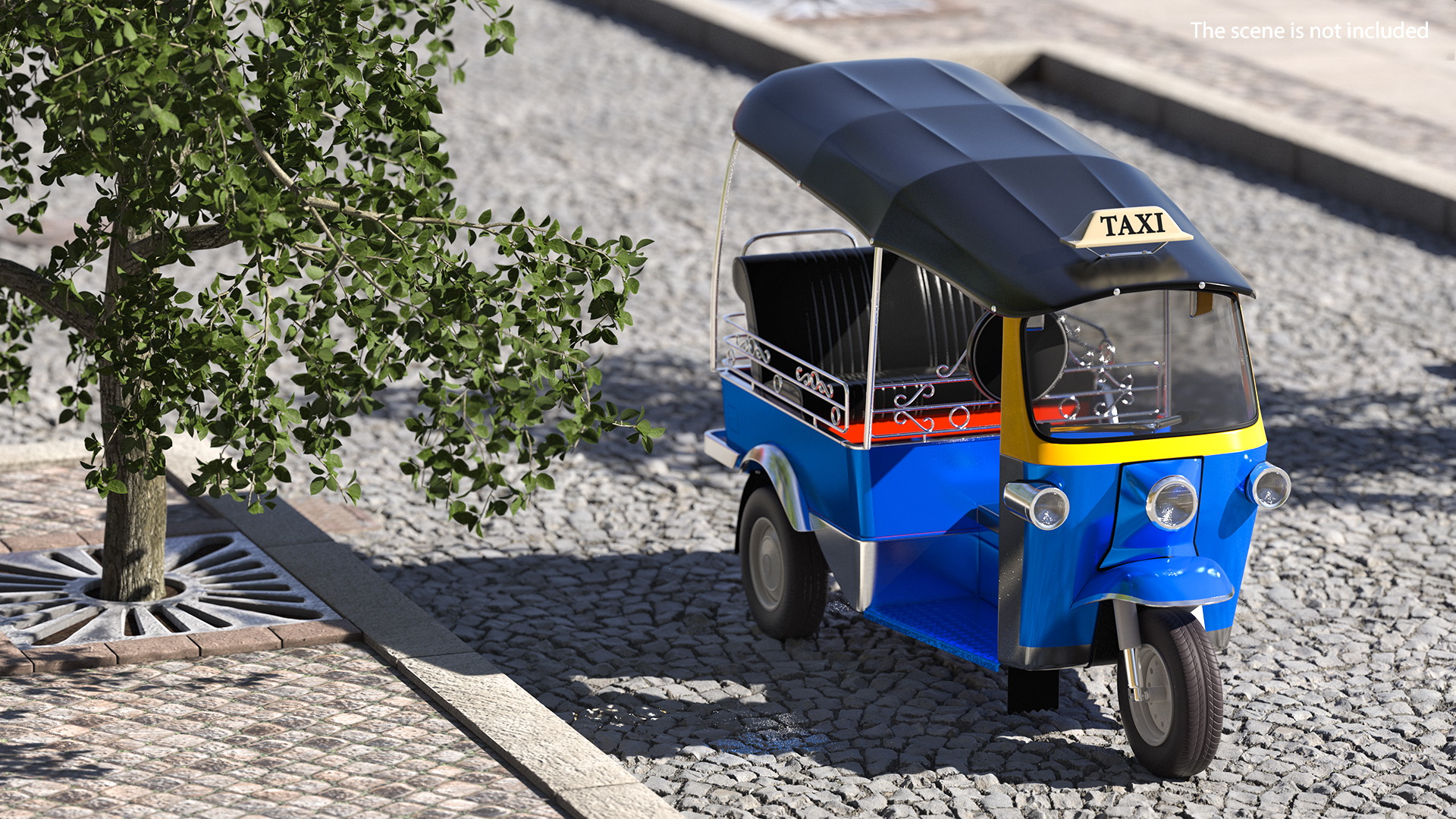 3D Traditional Tuk Tuk Taxi Rigged