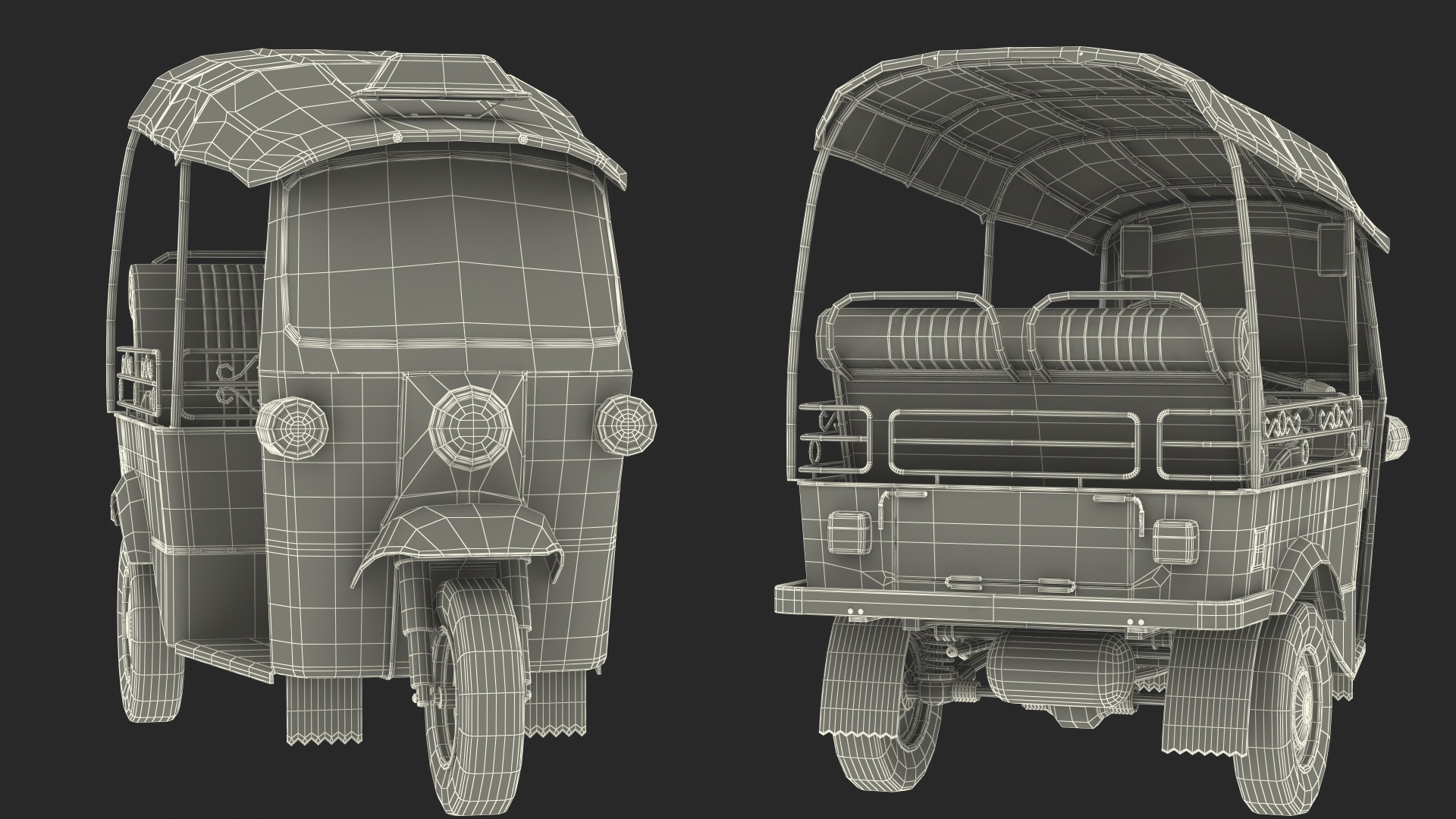 3D Traditional Tuk Tuk Taxi Rigged