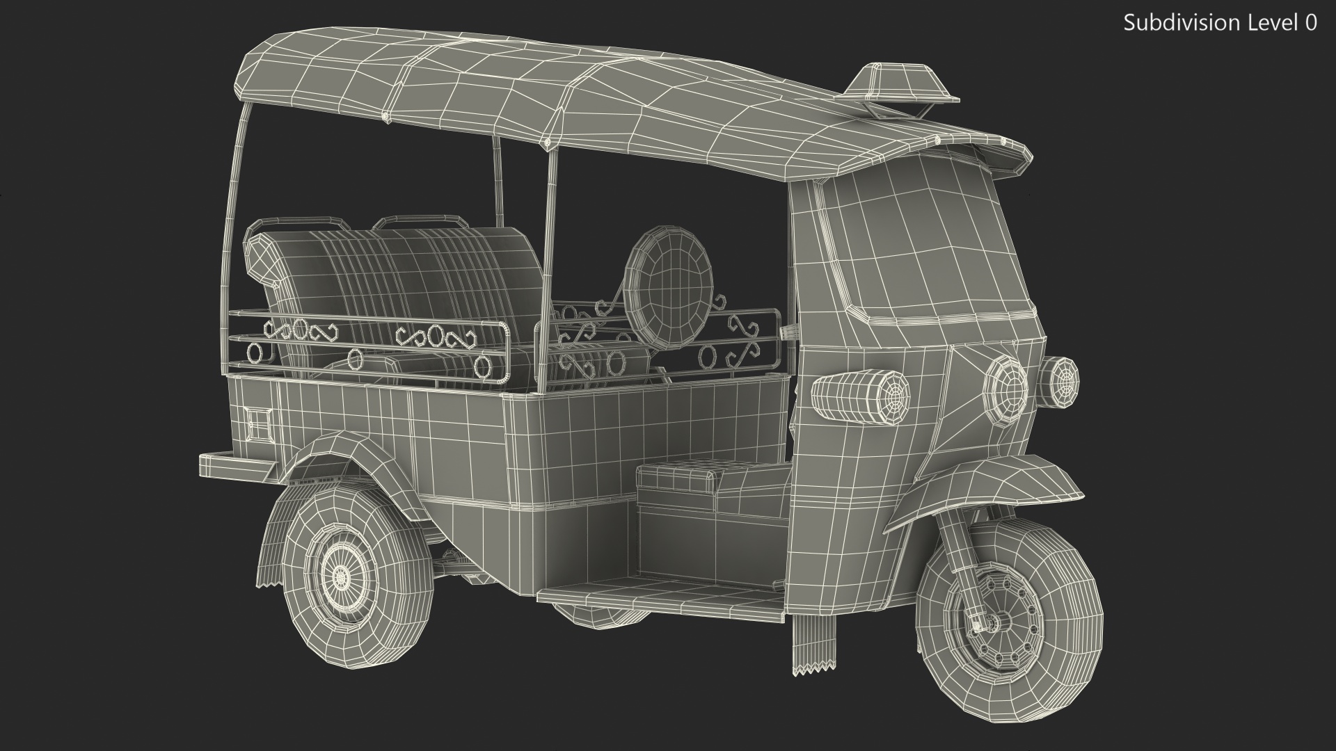 3D Traditional Tuk Tuk Taxi Rigged