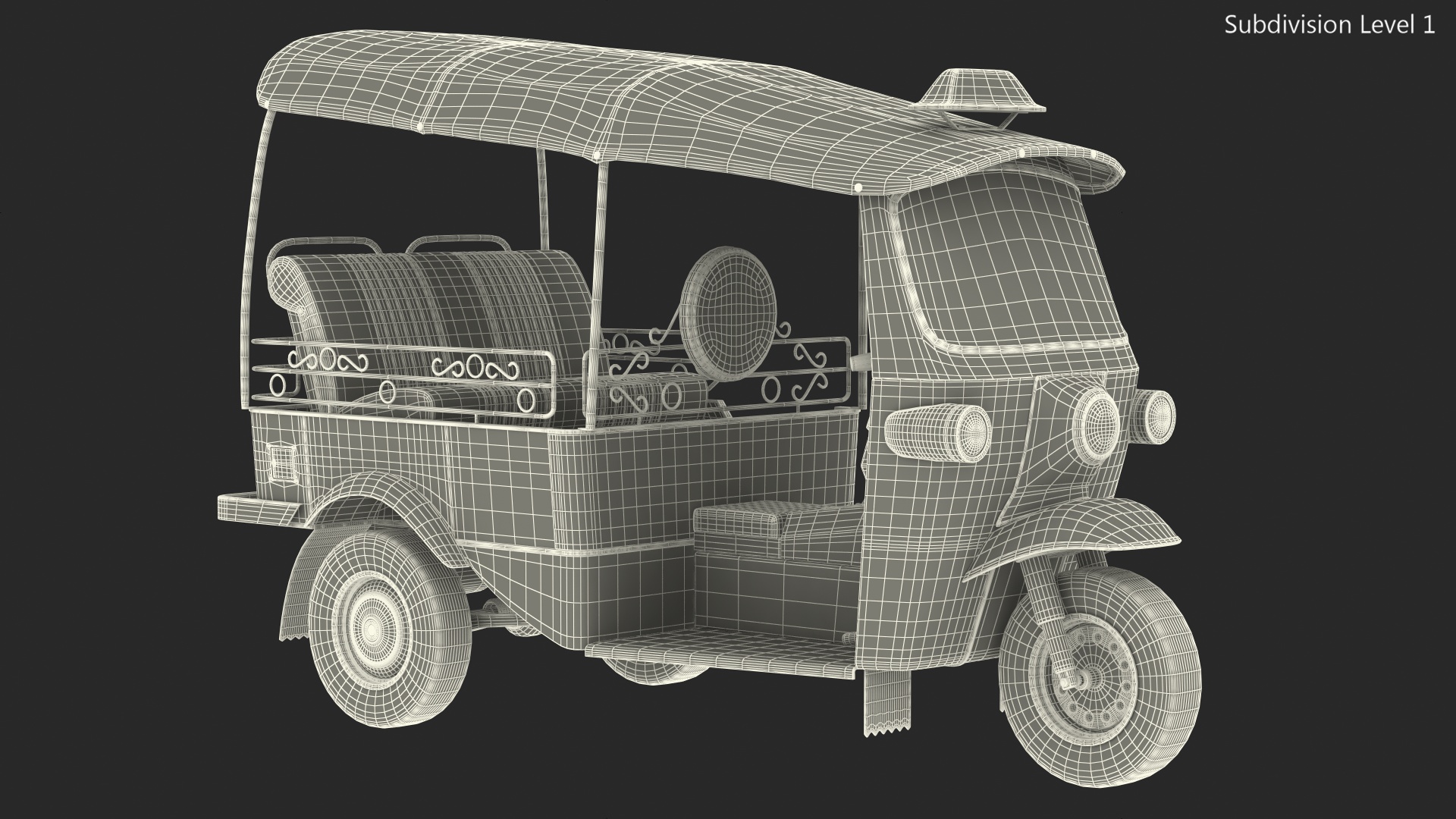 3D Traditional Tuk Tuk Taxi Rigged