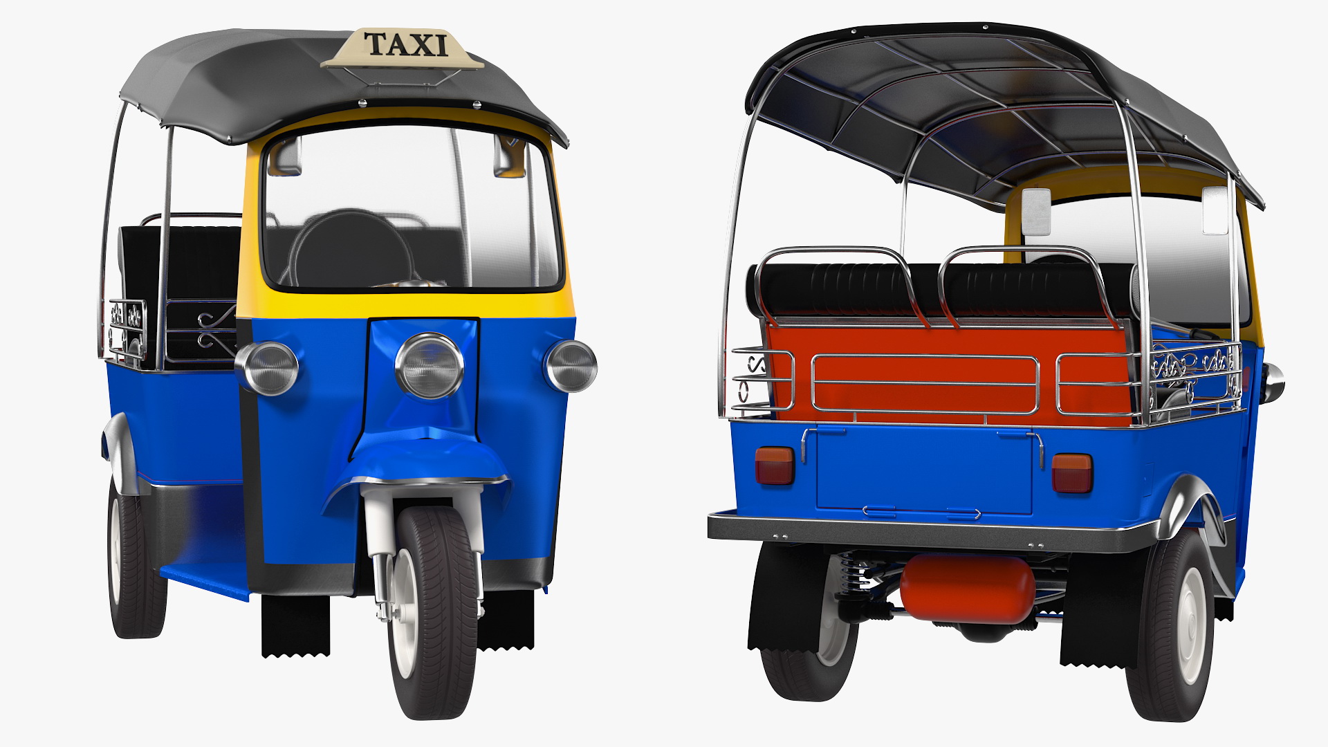 3D Traditional Tuk Tuk Taxi Rigged