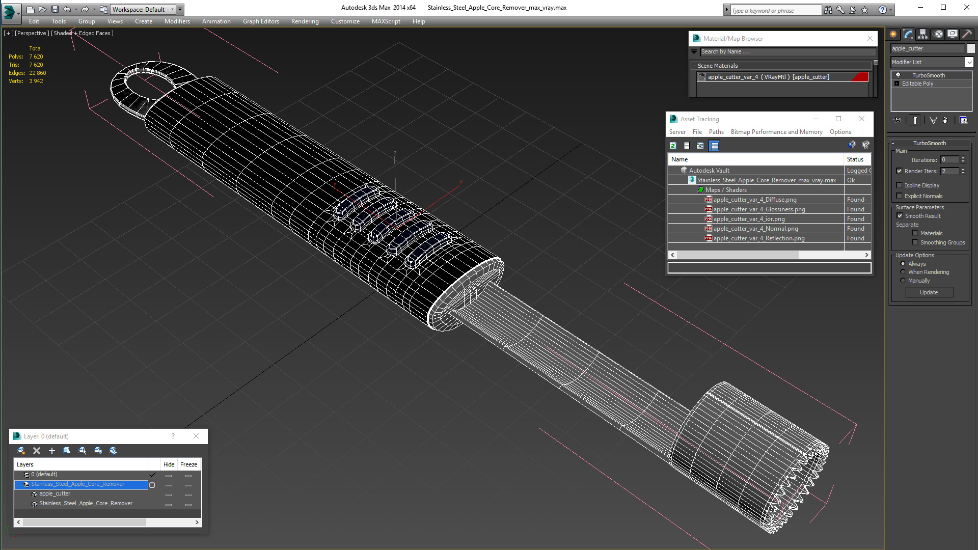 Stainless Steel Apple Core Remover 3D model