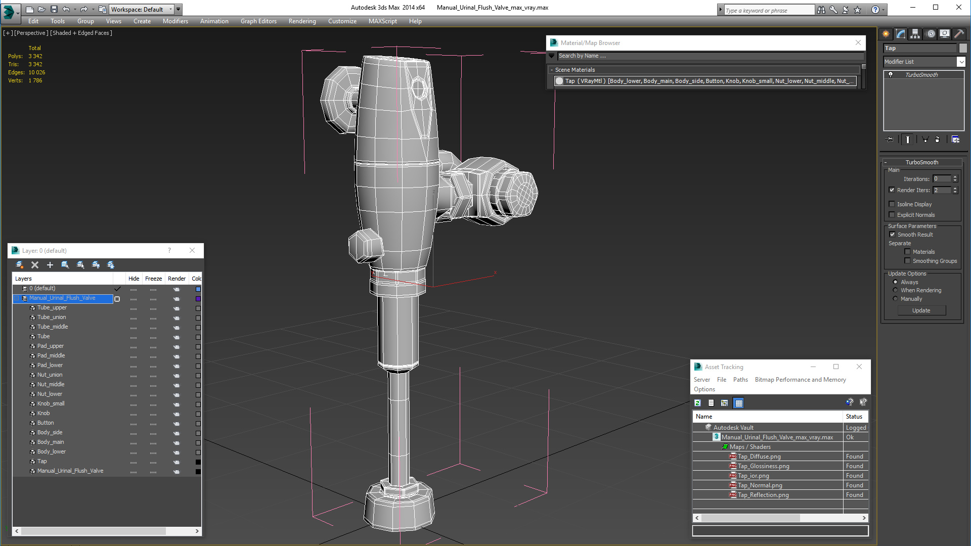 3D model Manual Urinal Flush Valve