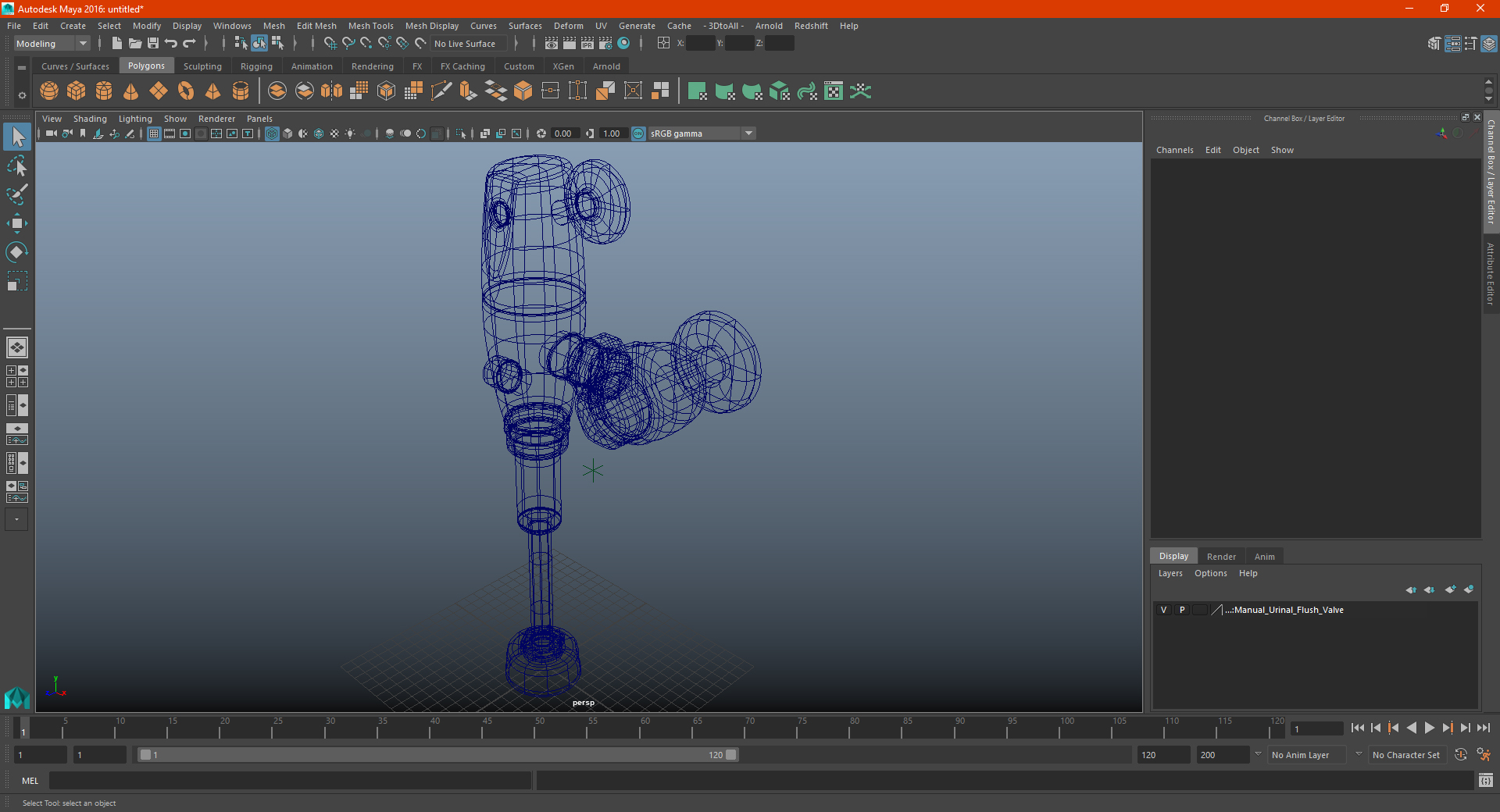 3D model Manual Urinal Flush Valve