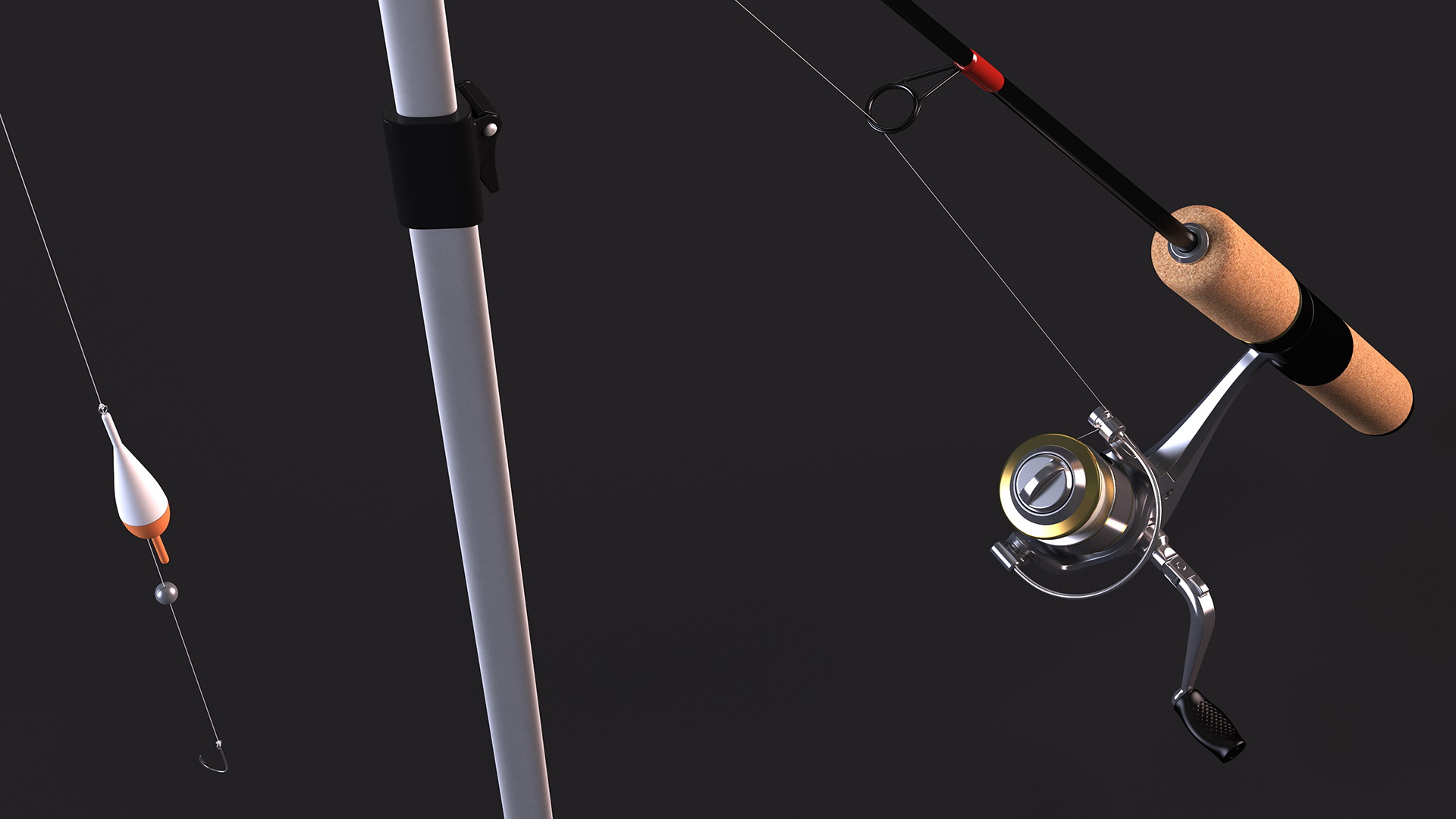 3D Fishing Pole on Rod Holder