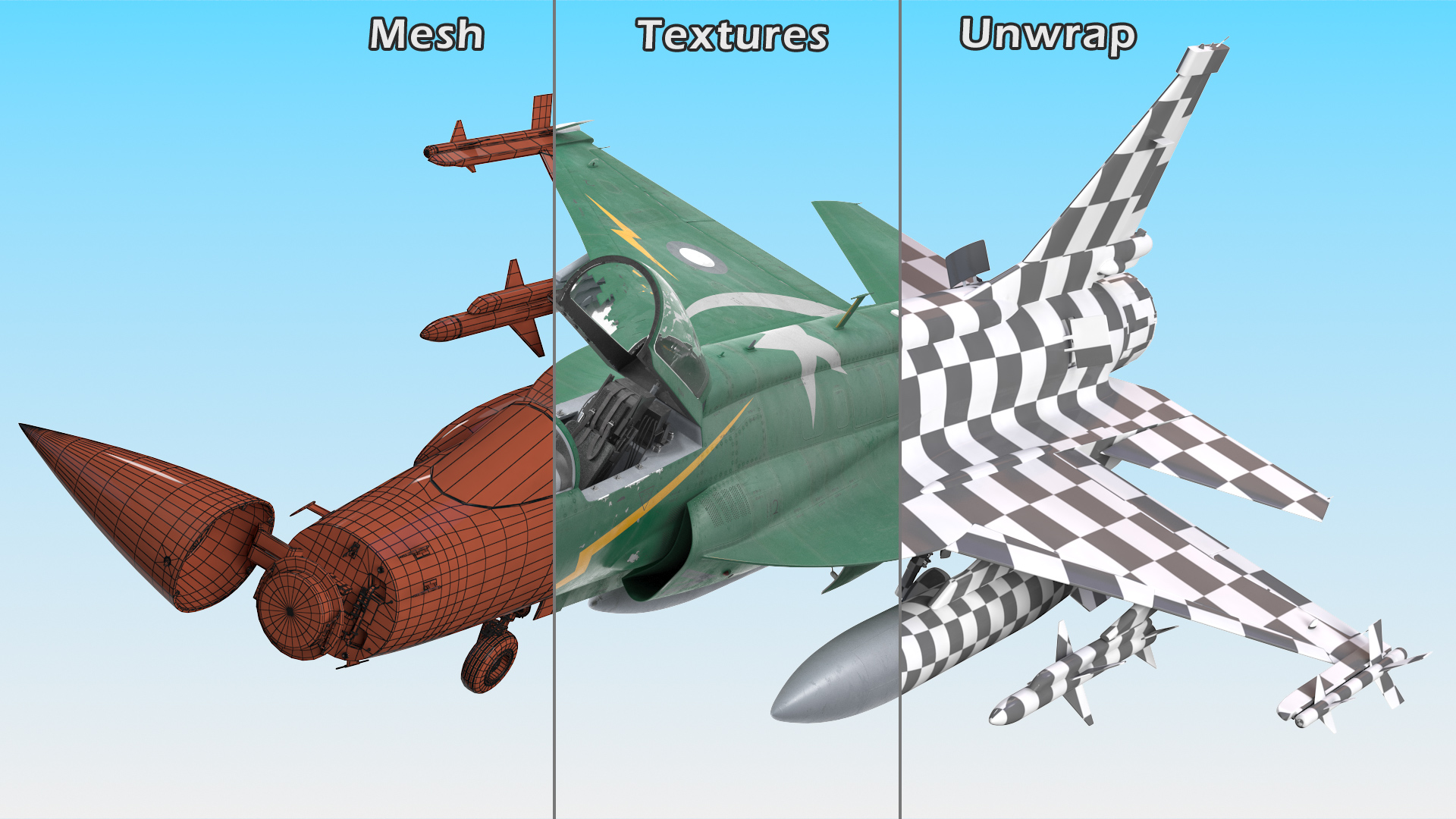 PAC JF-17 Thunder Green Livery with Armament 3D model