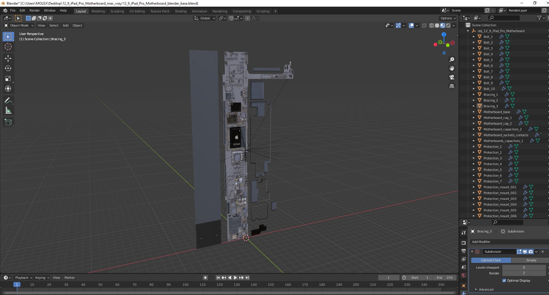 3D model 12 9 iPad Pro Motherboard