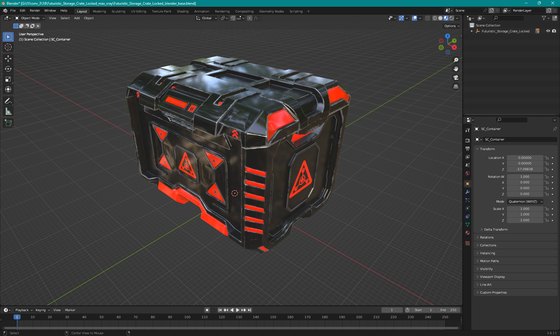 3D Futuristic Storage Crate Locked