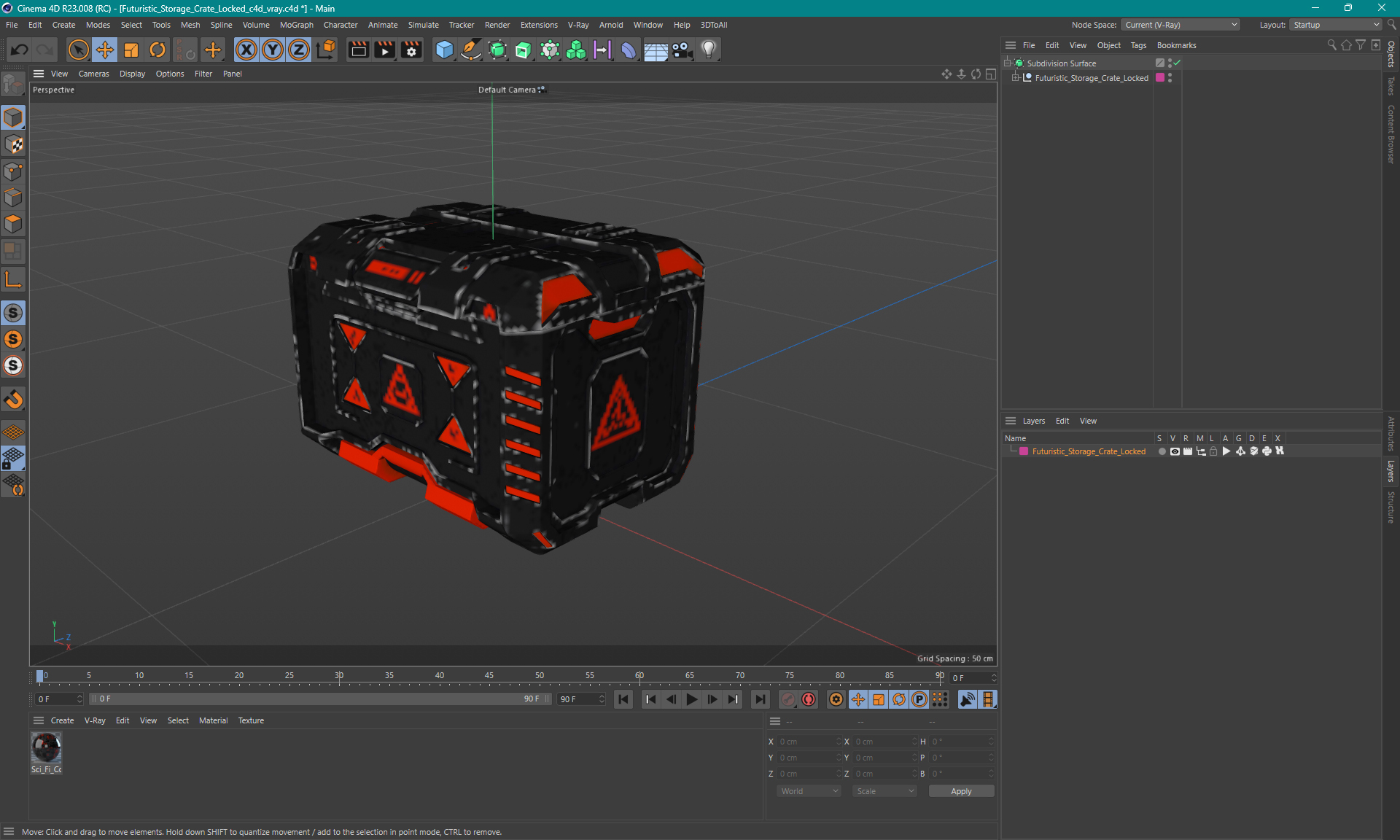 3D Futuristic Storage Crate Locked