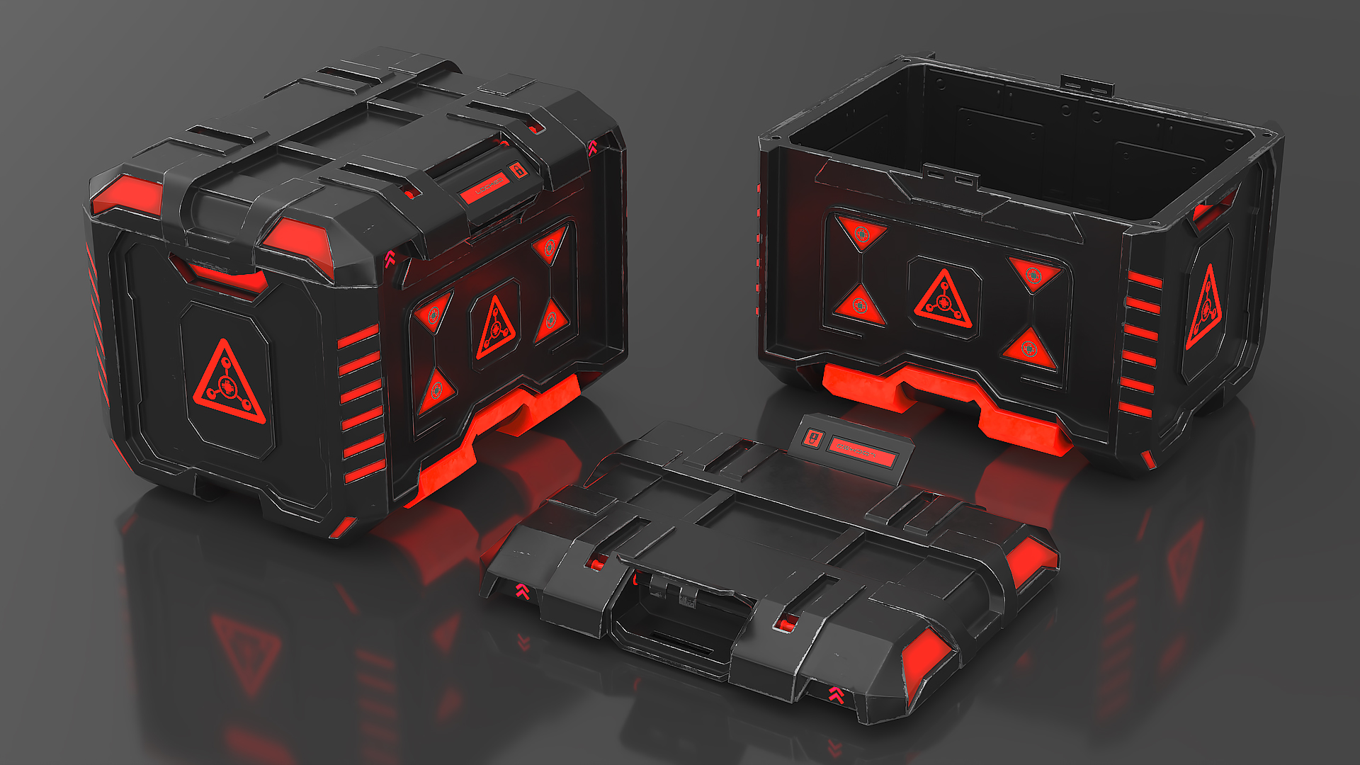 3D Futuristic Storage Crate Locked