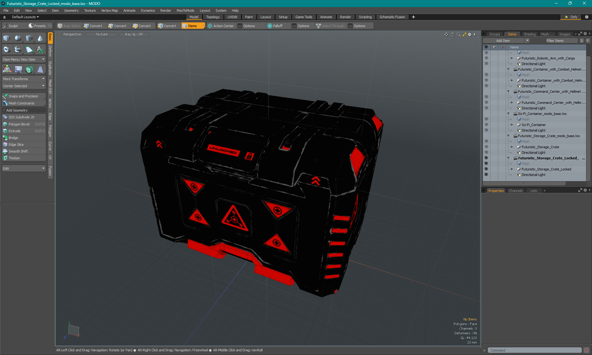 3D Futuristic Storage Crate Locked