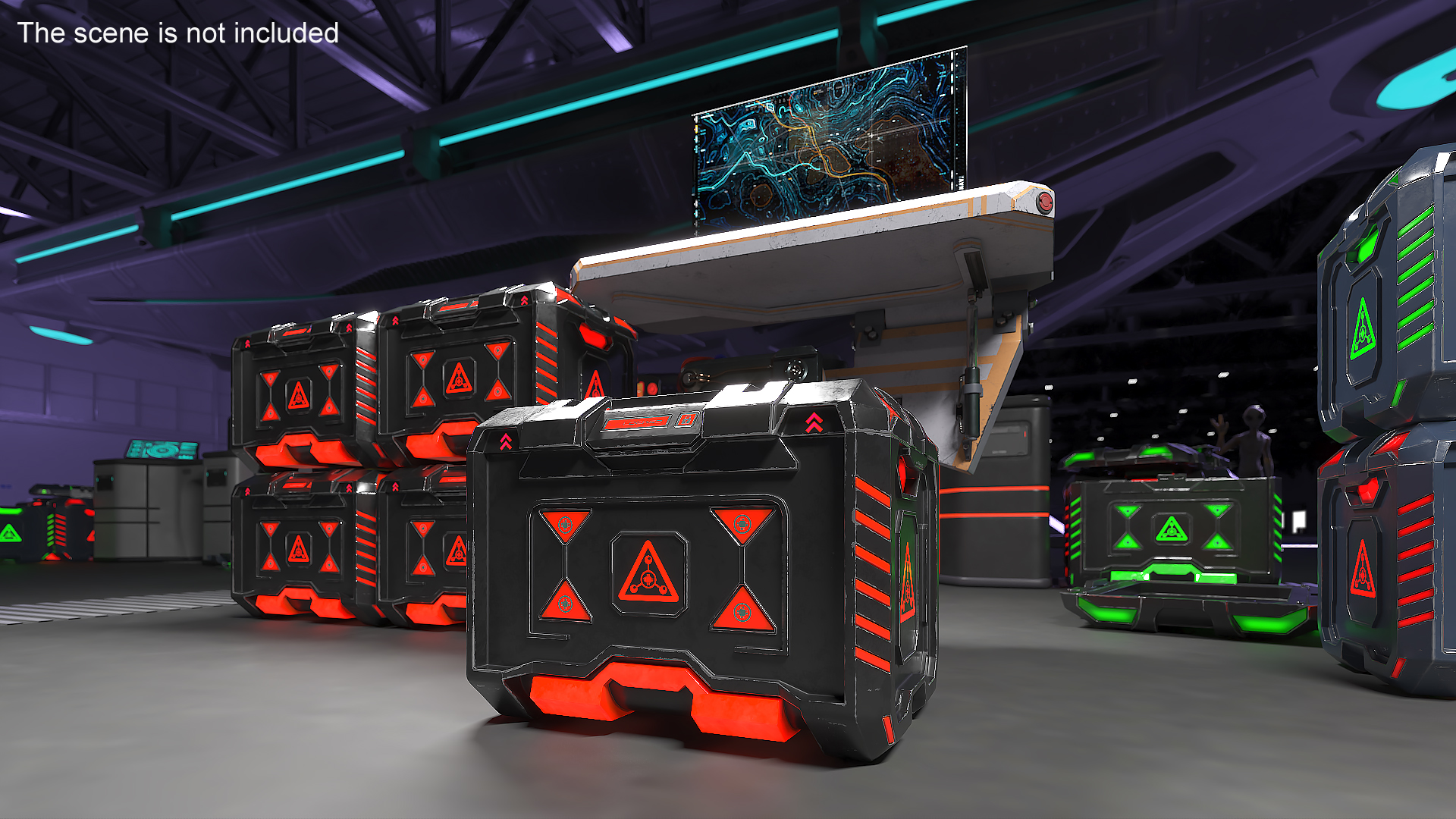 3D Futuristic Storage Crate Locked