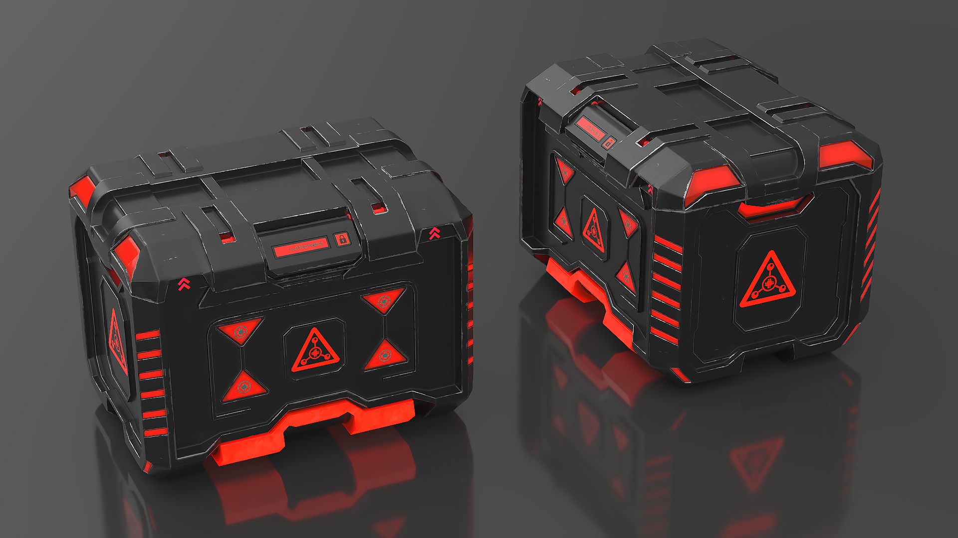 3D Futuristic Storage Crate Locked