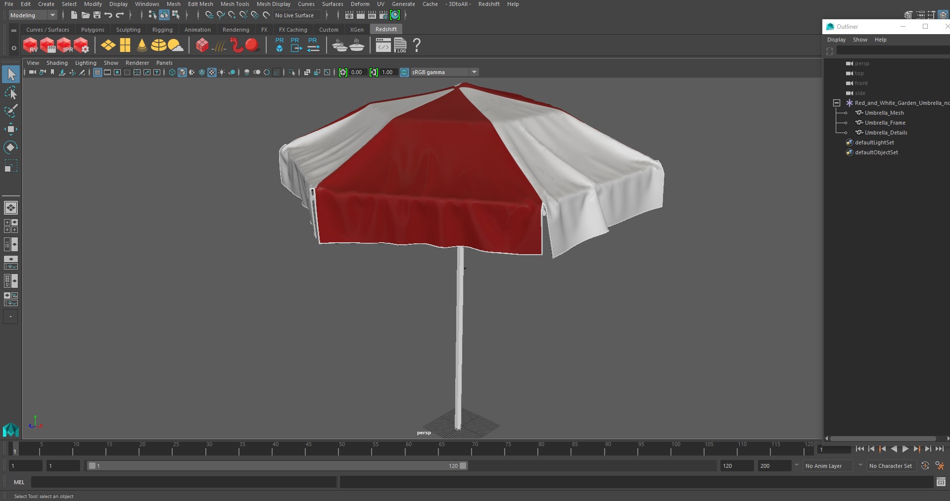 Red and White Garden Umbrella 3D model