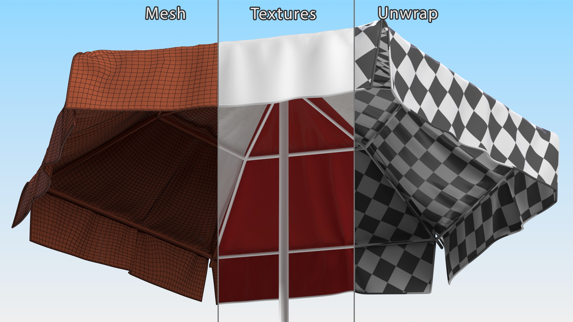 Red and White Garden Umbrella 3D model