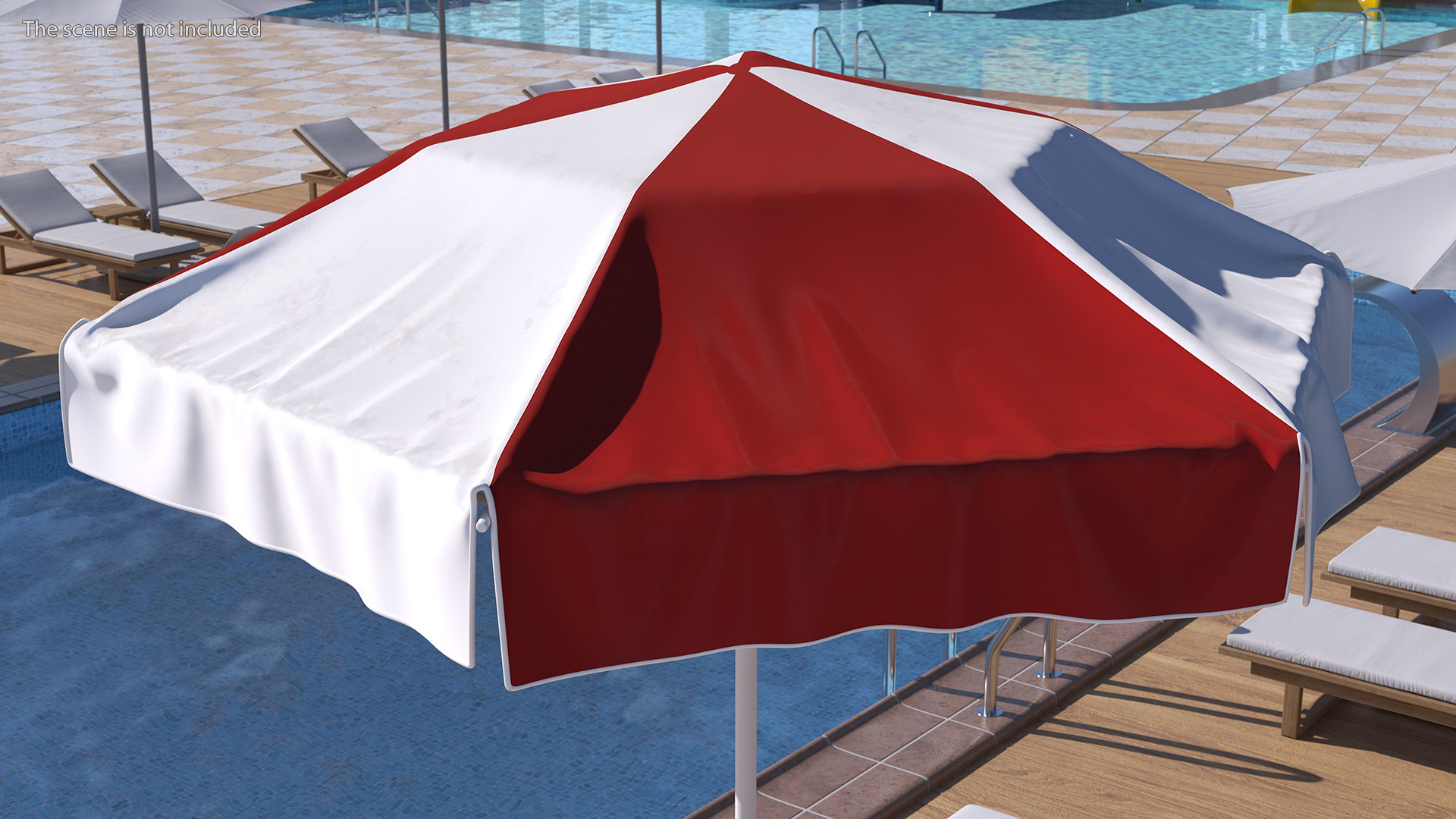 Red and White Garden Umbrella 3D model