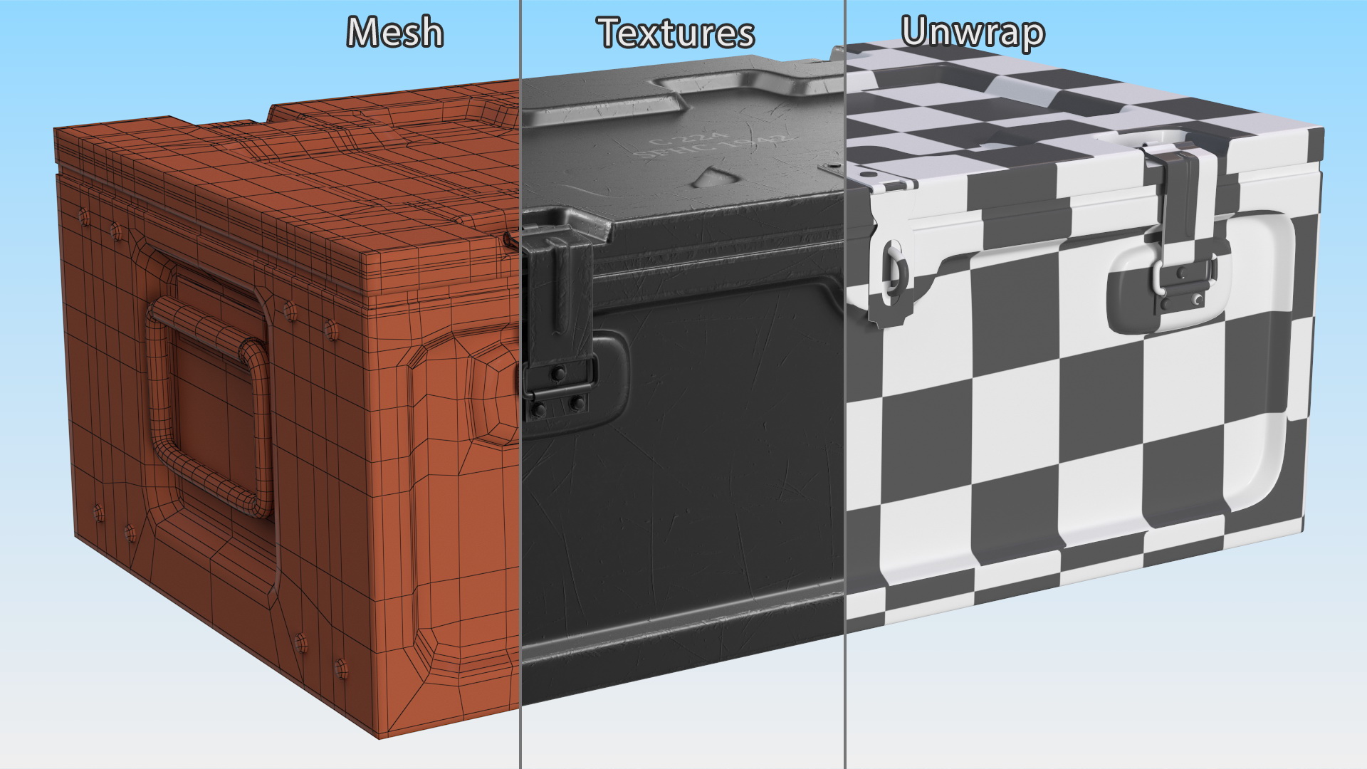 3D Metal Weapon Crate model