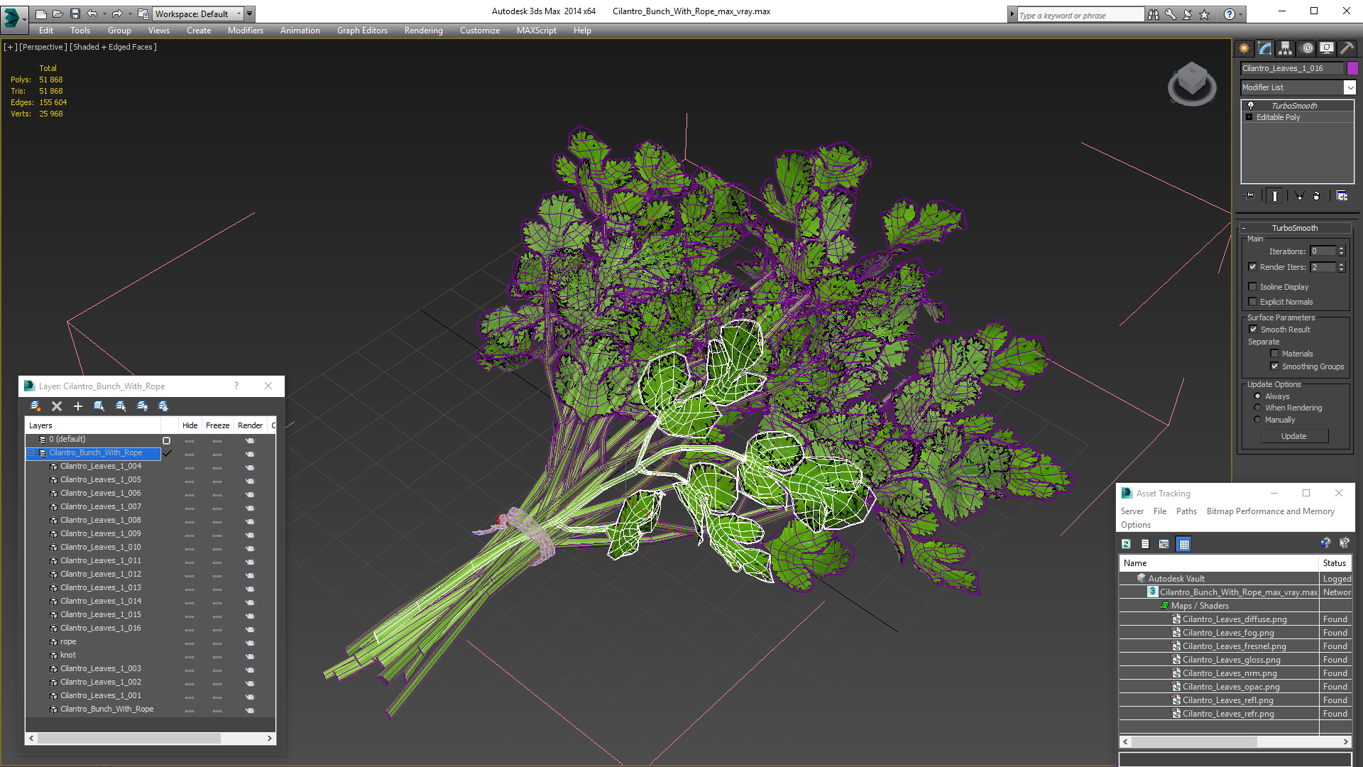 Cilantro Bunch With Rope 3D model