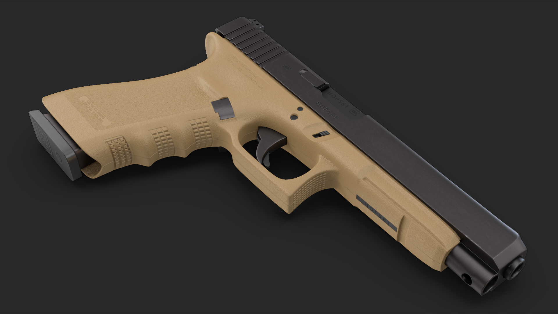 Glock G34 Semi Auto Pistol Desert Tan 3D