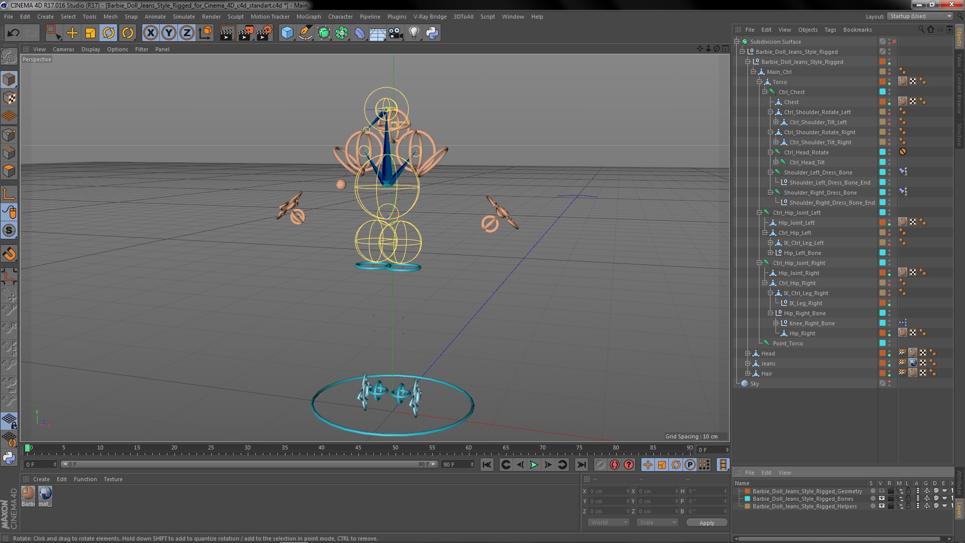 Barbie Doll Jeans Style Rigged for Cinema 4D 3D model