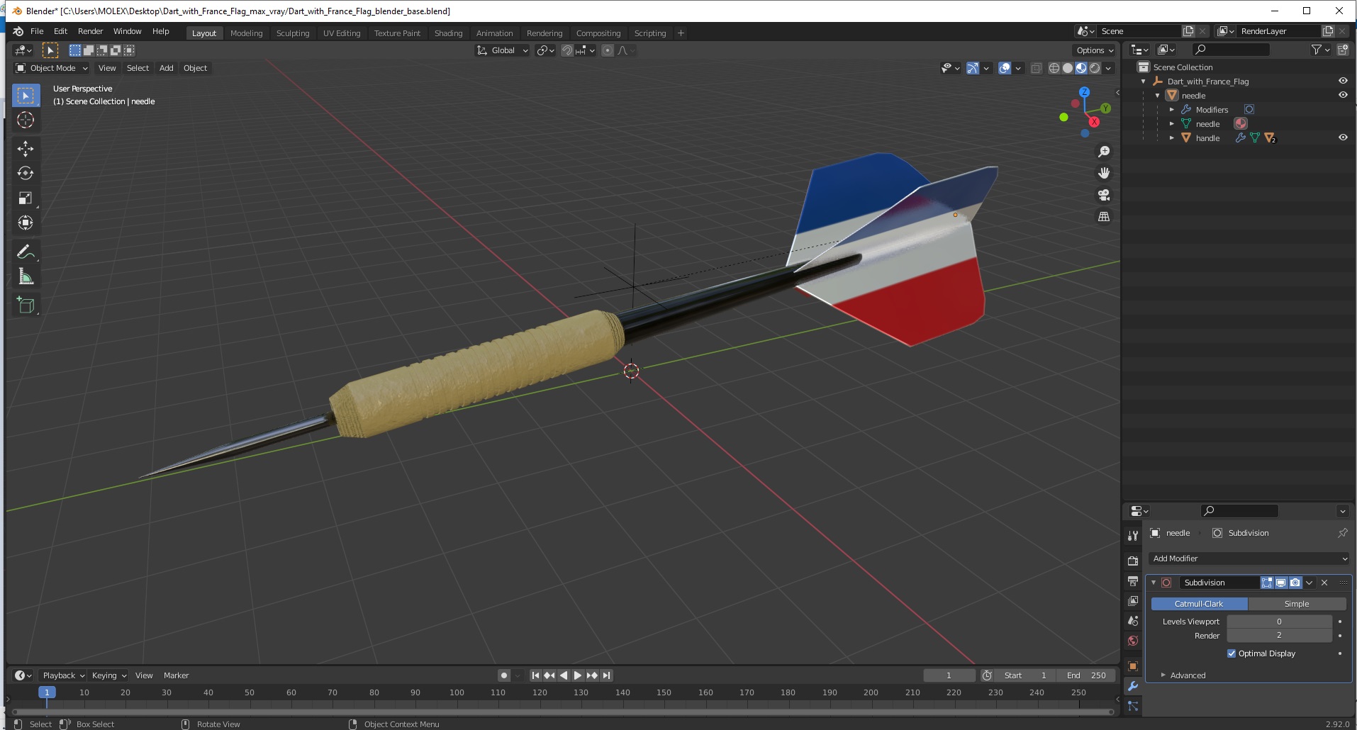 3D Dart with France Flag