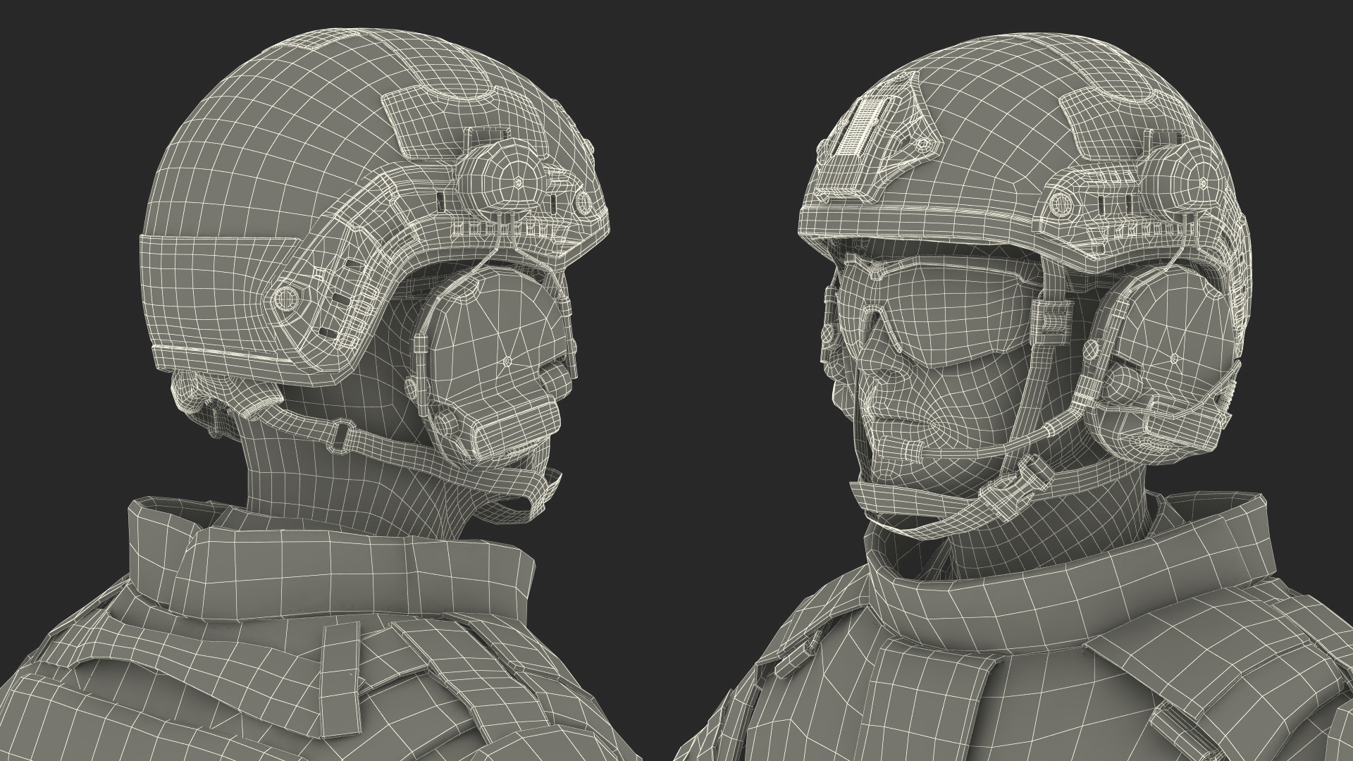 3D model Soldier in Grey Tactical Gear Rigged for Maya