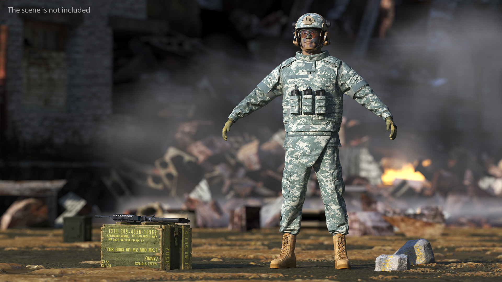 3D model Soldier in Grey Tactical Gear Rigged for Maya