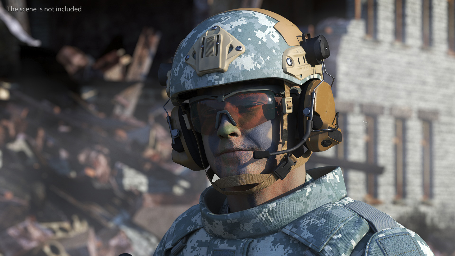 3D model Soldier in Grey Tactical Gear Rigged for Maya