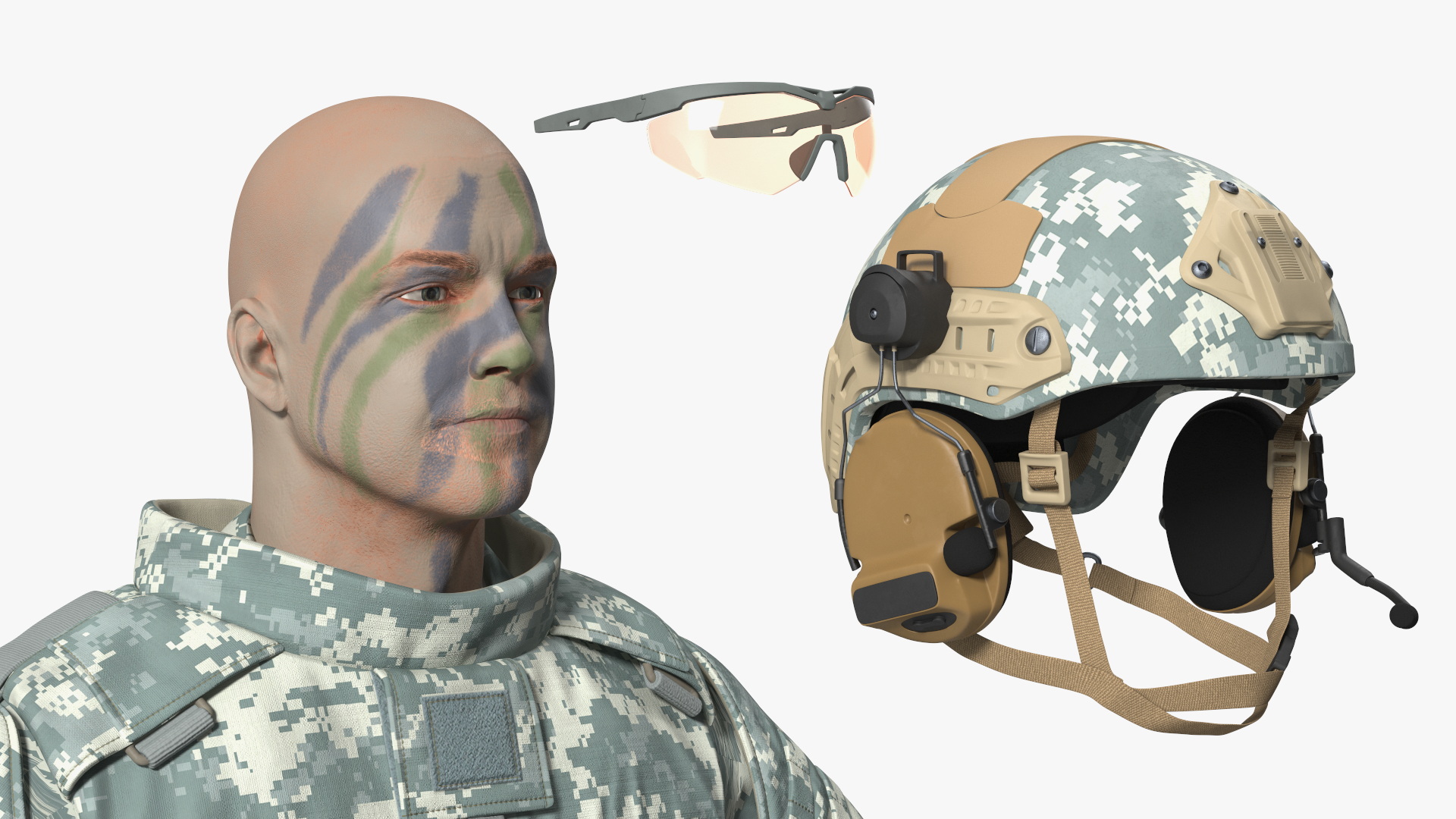 3D Soldier in Grey Tactical Gear Rigged