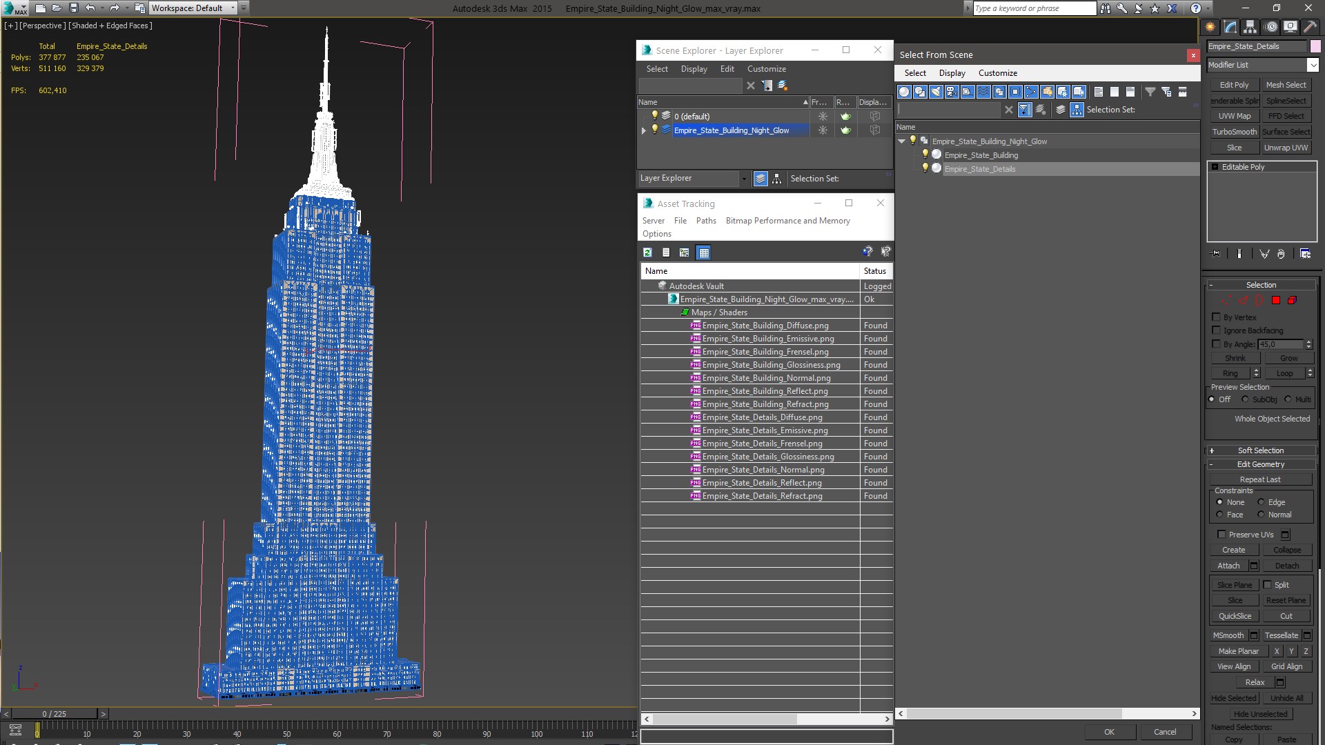 Empire State Building Night Glow 3D