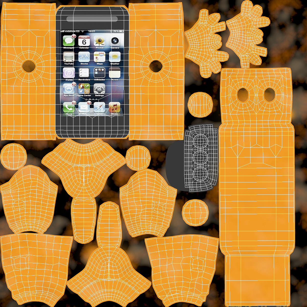 3D Orange IPhone Mascot Happy Pose