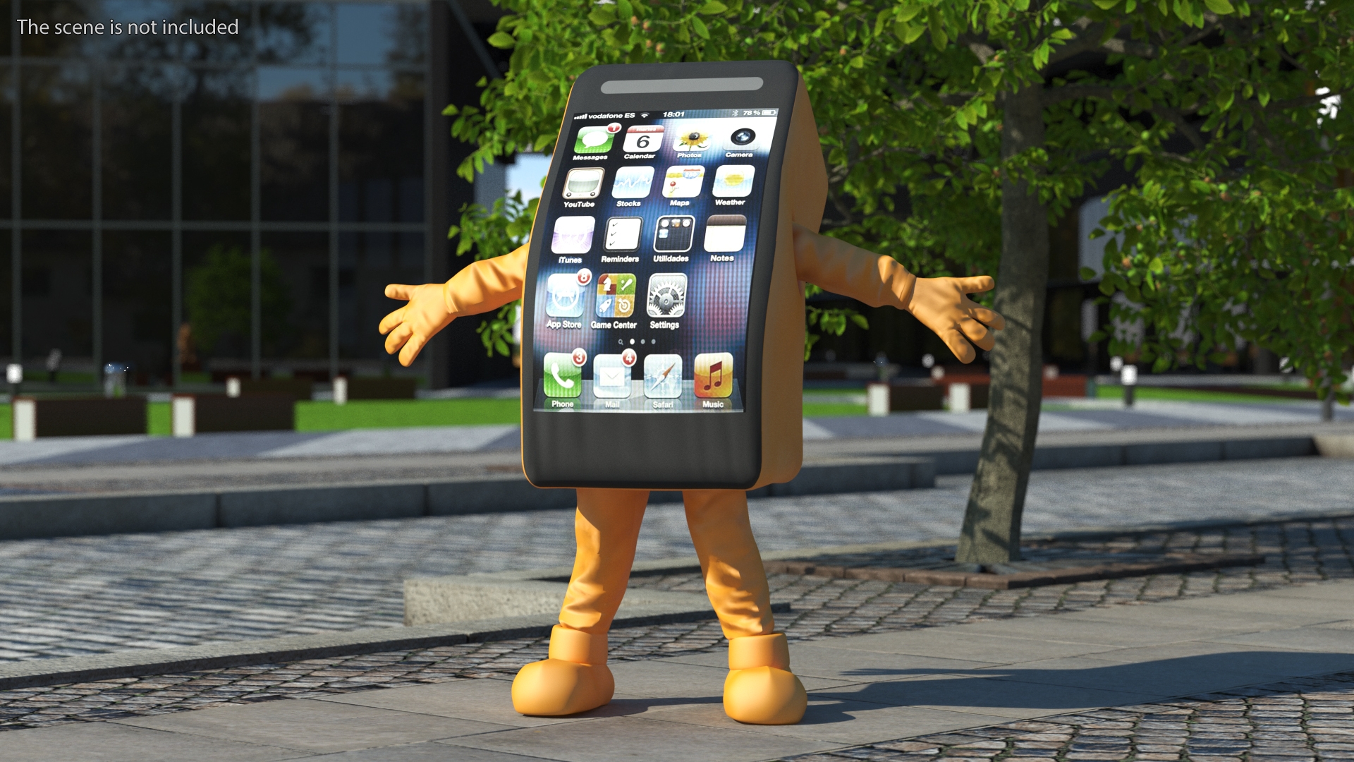 3D Orange IPhone Mascot Happy Pose