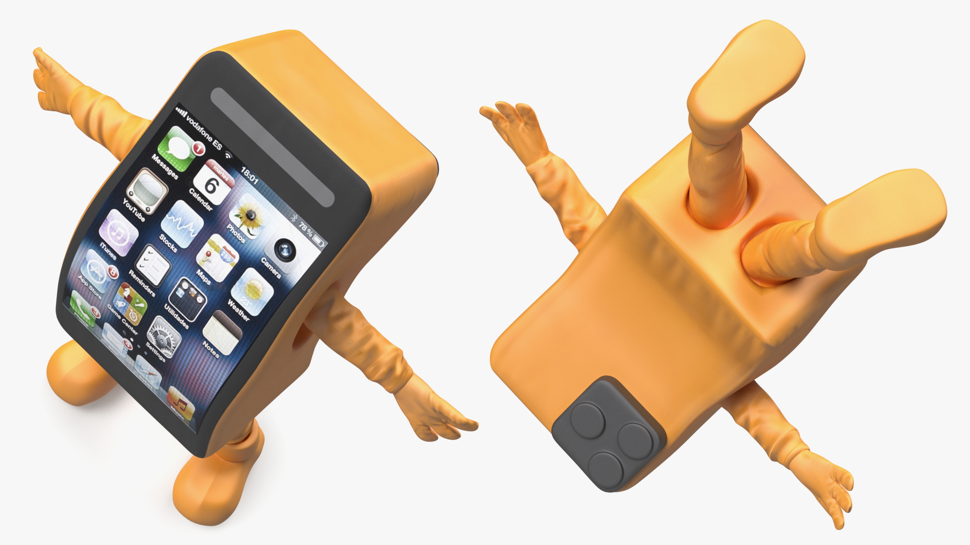 3D Orange IPhone Mascot Happy Pose