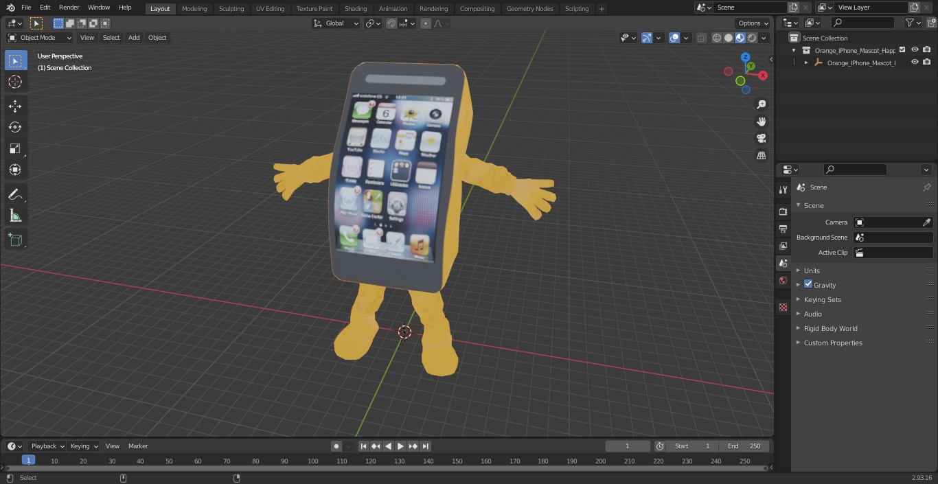 3D Orange IPhone Mascot Happy Pose