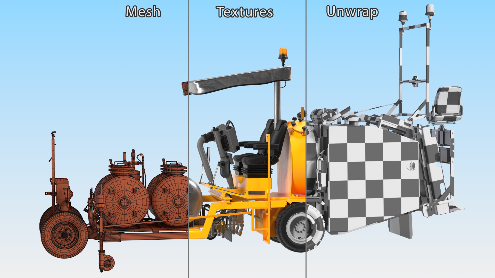 3D Road Line Marking Machine Rigged for Cinema 4D