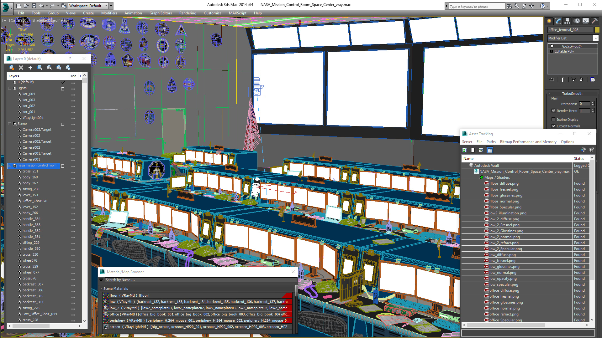 3D NASA Mission Control Room Space Center model