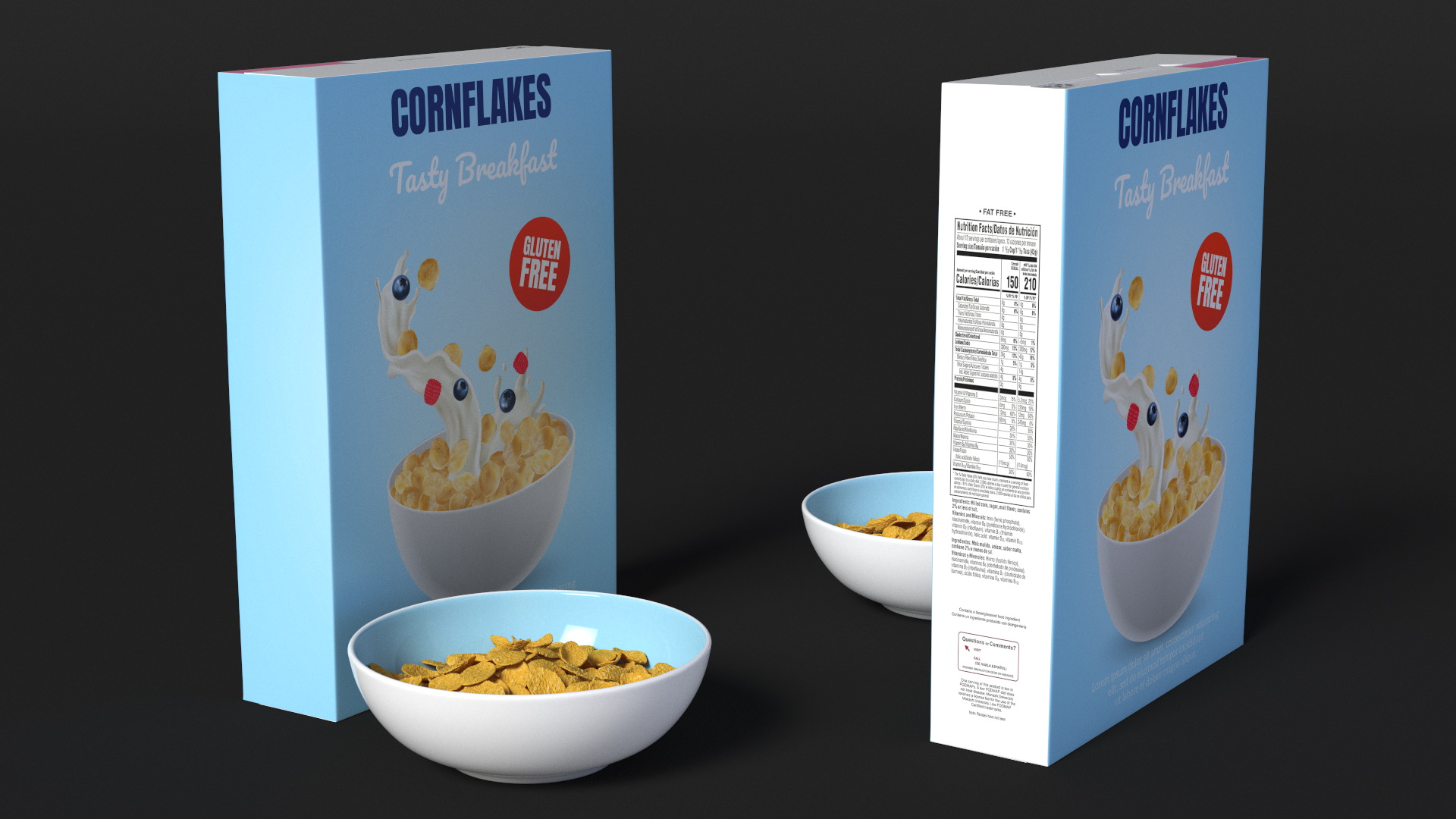 3D Corn Flakes Breakfast