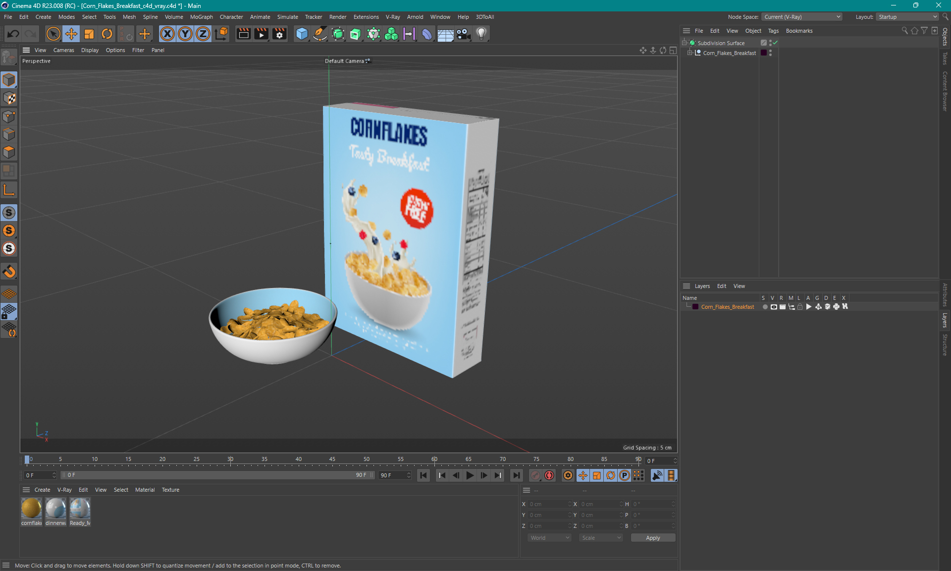 3D Corn Flakes Breakfast